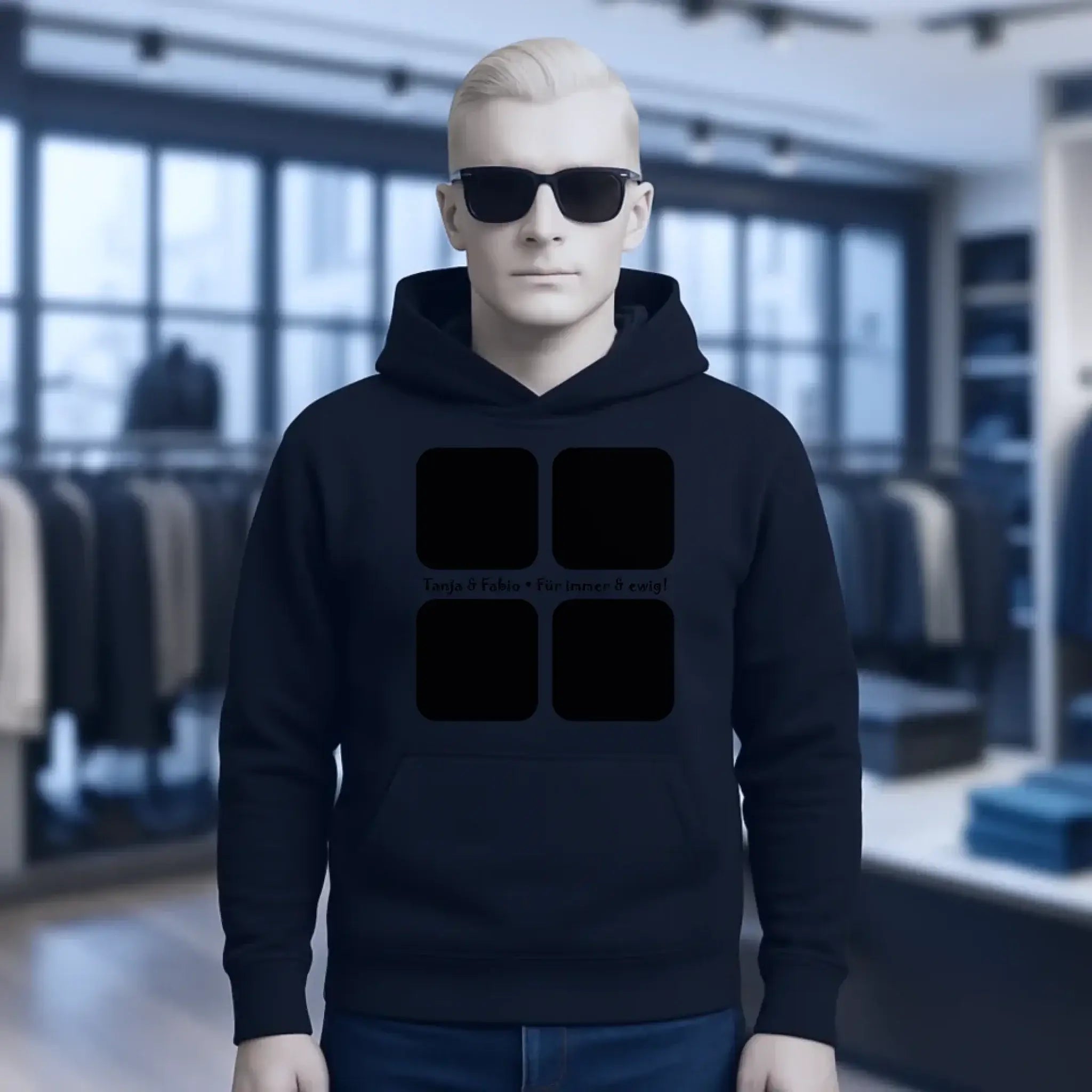 4 Fotos mit Text • Fotogeschenk • Unisex Premium Hoodie XS-5XL aus Bio-Baumwolle für Damen & Herren • Exklusivdesign • personalisiert