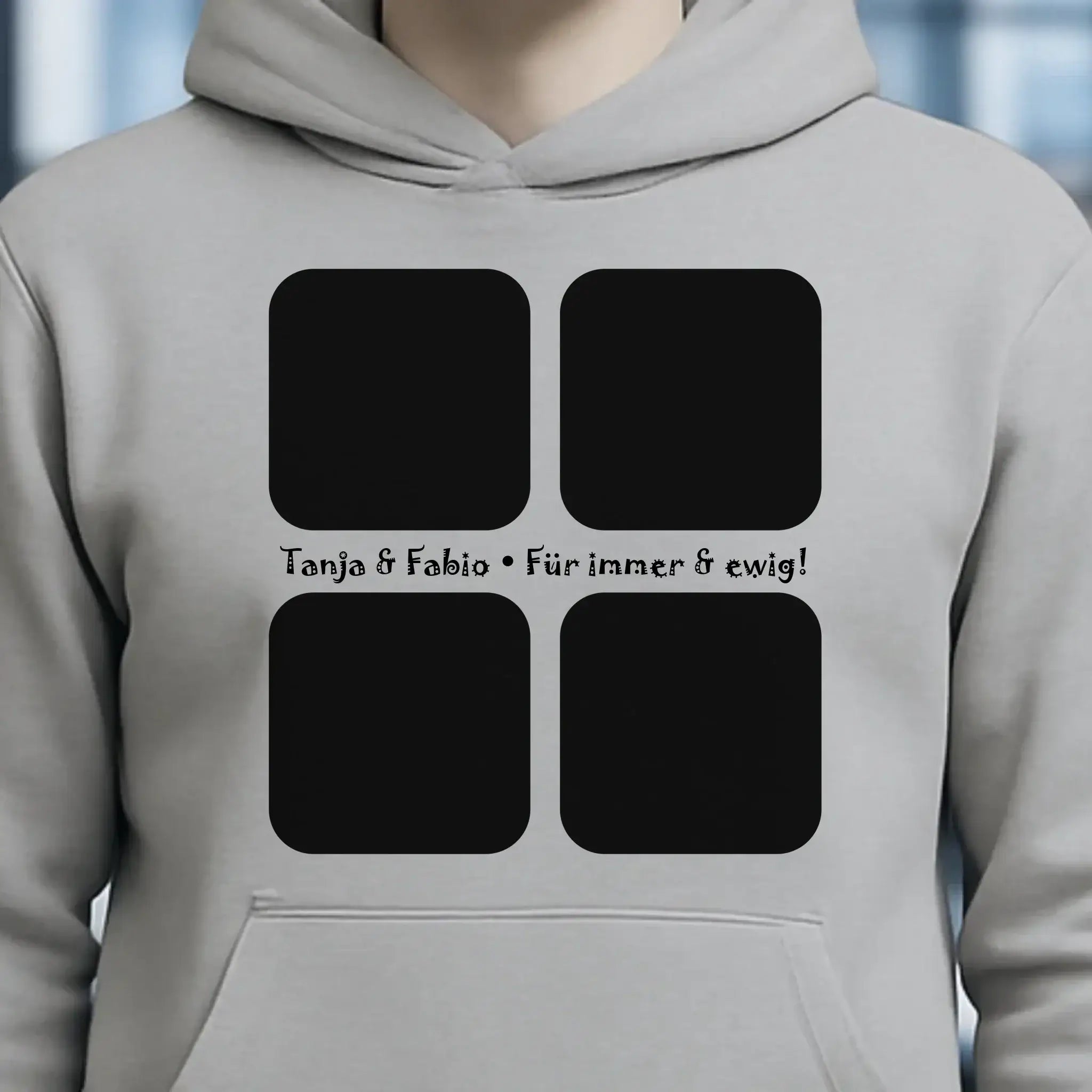 4 Fotos mit Text • Fotogeschenk • Unisex Premium Hoodie XS-5XL aus Bio-Baumwolle für Damen & Herren • Exklusivdesign • personalisiert