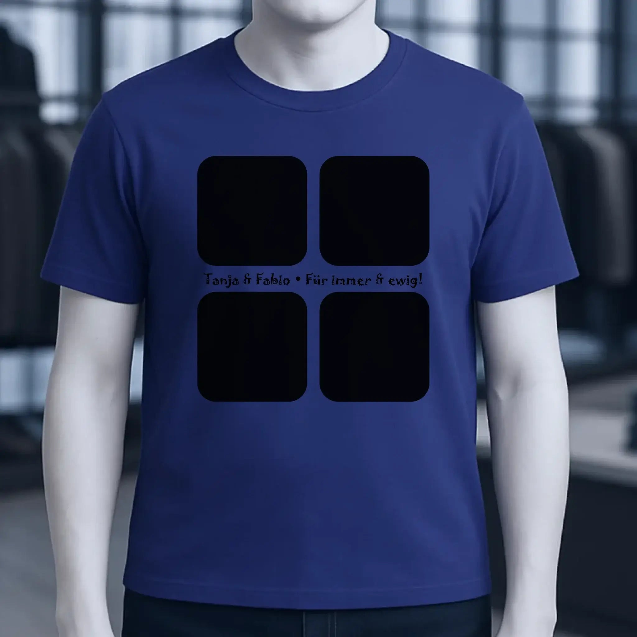 4 Fotos mit Text • Fotogeschenk • Unisex Premium T-Shirt XS-5XL aus Bio-Baumwolle für Damen & Herren • Exklusivdesign • personalisiert