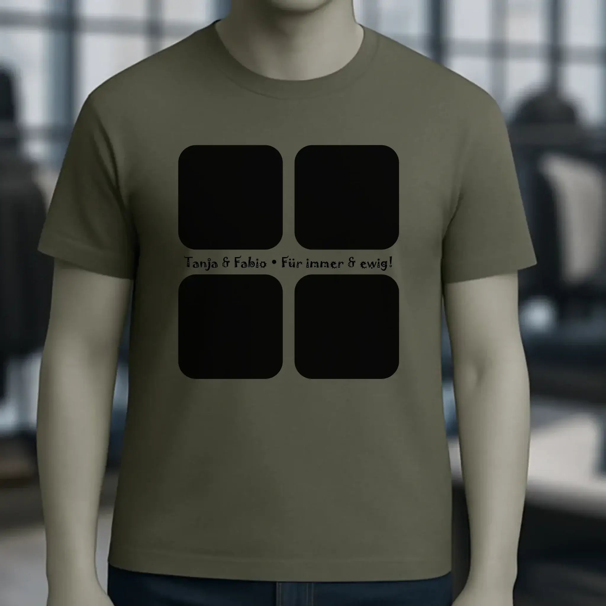 4 Fotos mit Text • Fotogeschenk • Unisex Premium T-Shirt XS-5XL aus Bio-Baumwolle für Damen & Herren • Exklusivdesign • personalisiert