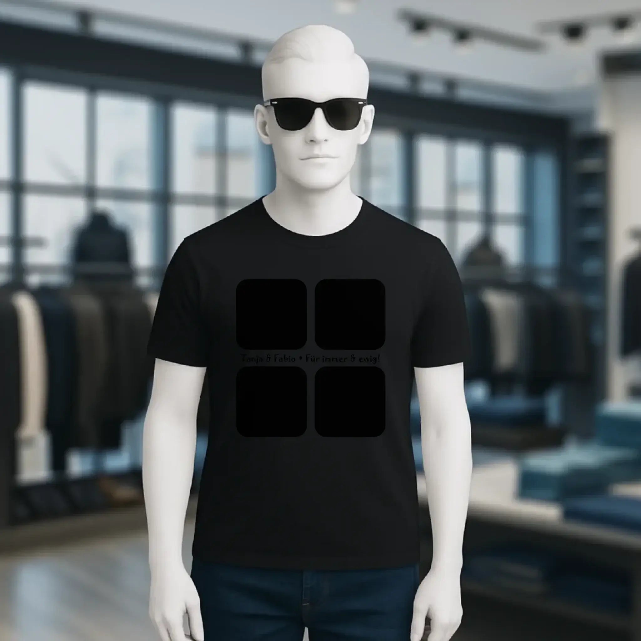 4 Fotos mit Text • Fotogeschenk • Unisex Premium T-Shirt XS-5XL aus Bio-Baumwolle für Damen & Herren • Exklusivdesign • personalisiert