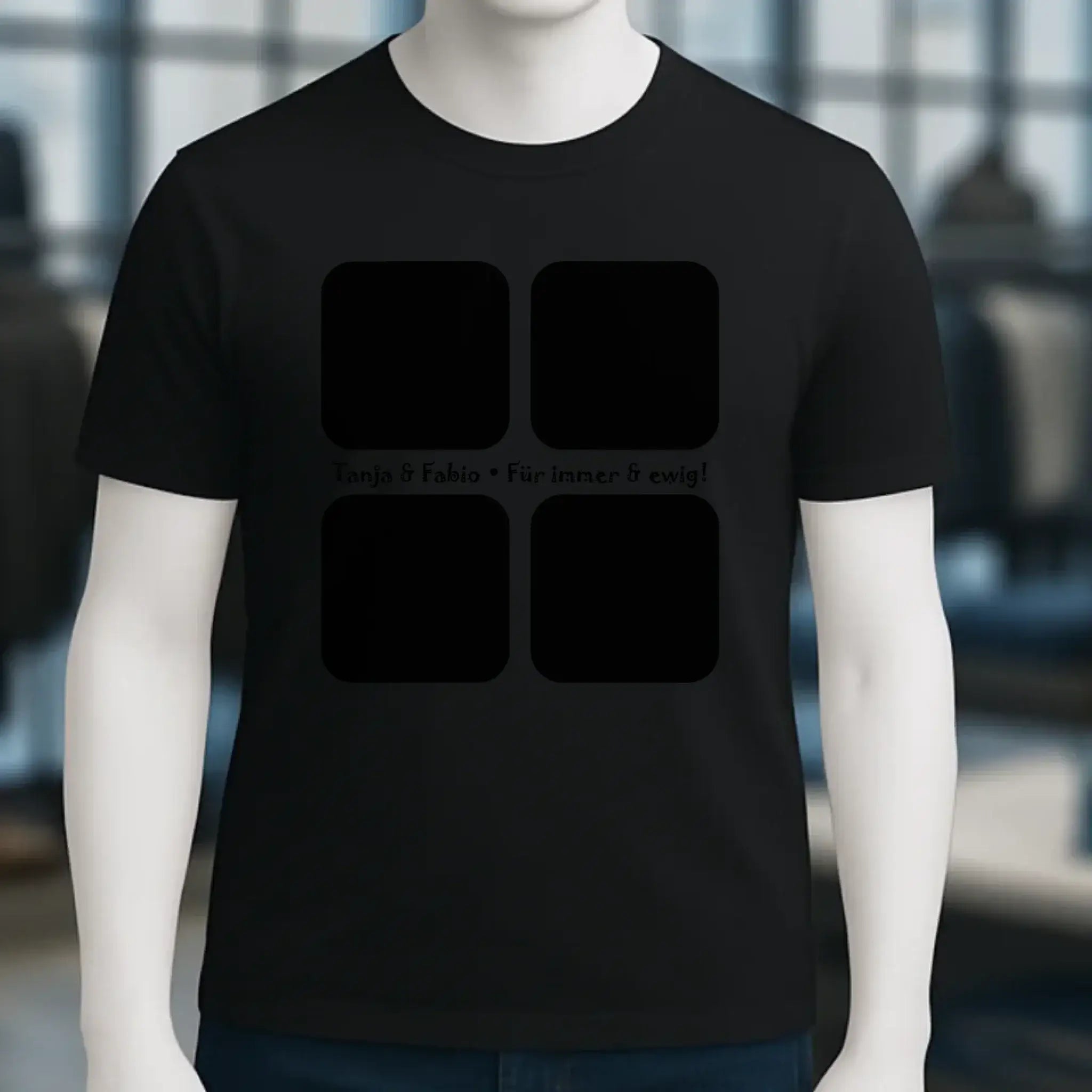 4 Fotos mit Text • Fotogeschenk • Unisex Premium T-Shirt XS-5XL aus Bio-Baumwolle für Damen & Herren • Exklusivdesign • personalisiert