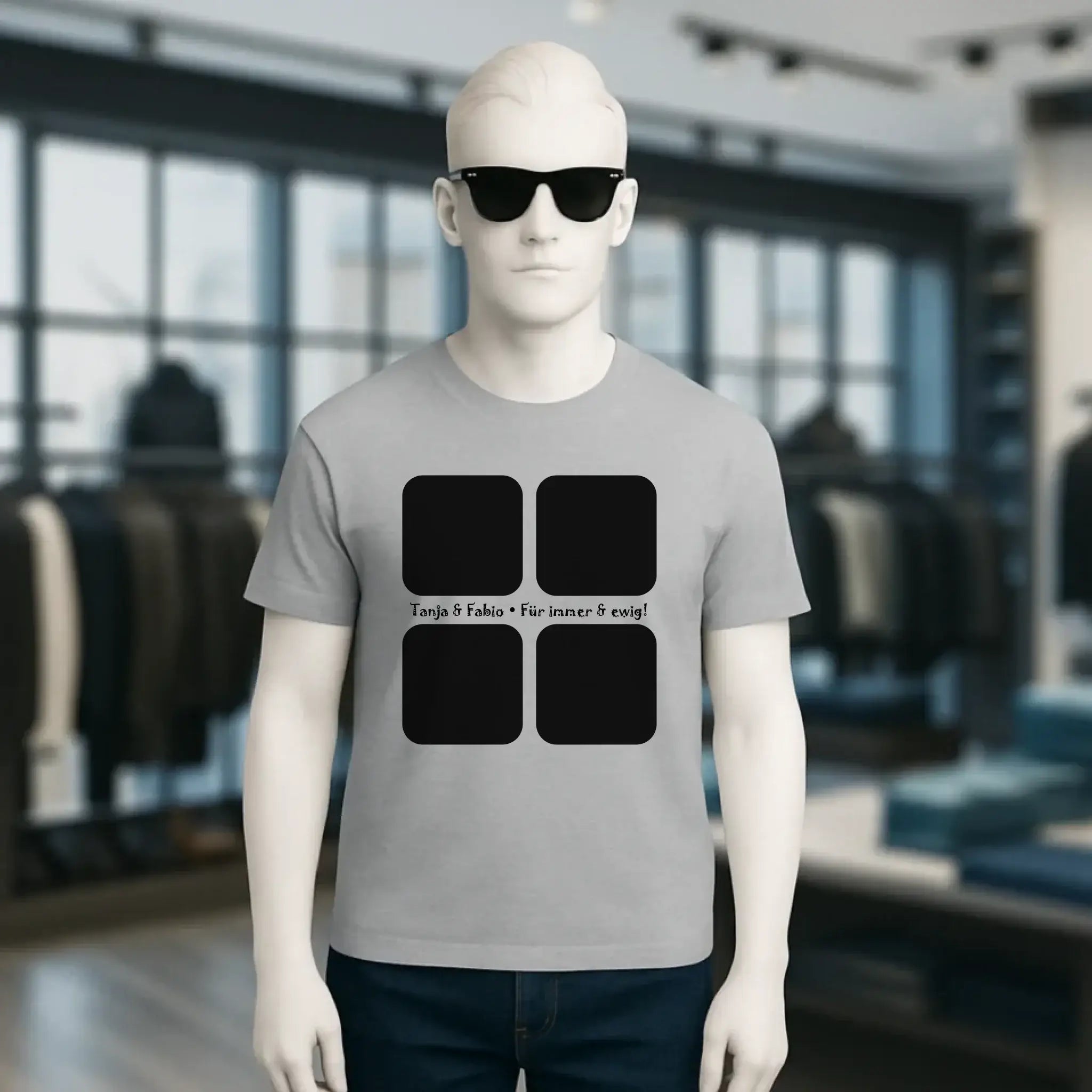 4 Fotos mit Text • Fotogeschenk • Unisex Premium T-Shirt XS-5XL aus Bio-Baumwolle für Damen & Herren • Exklusivdesign • personalisiert