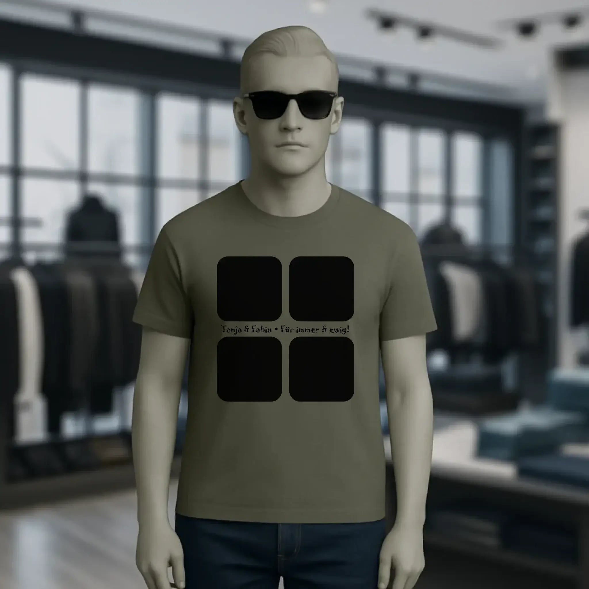 4 Fotos mit Text • Fotogeschenk • Unisex Premium T-Shirt XS-5XL aus Bio-Baumwolle für Damen & Herren • Exklusivdesign • personalisiert