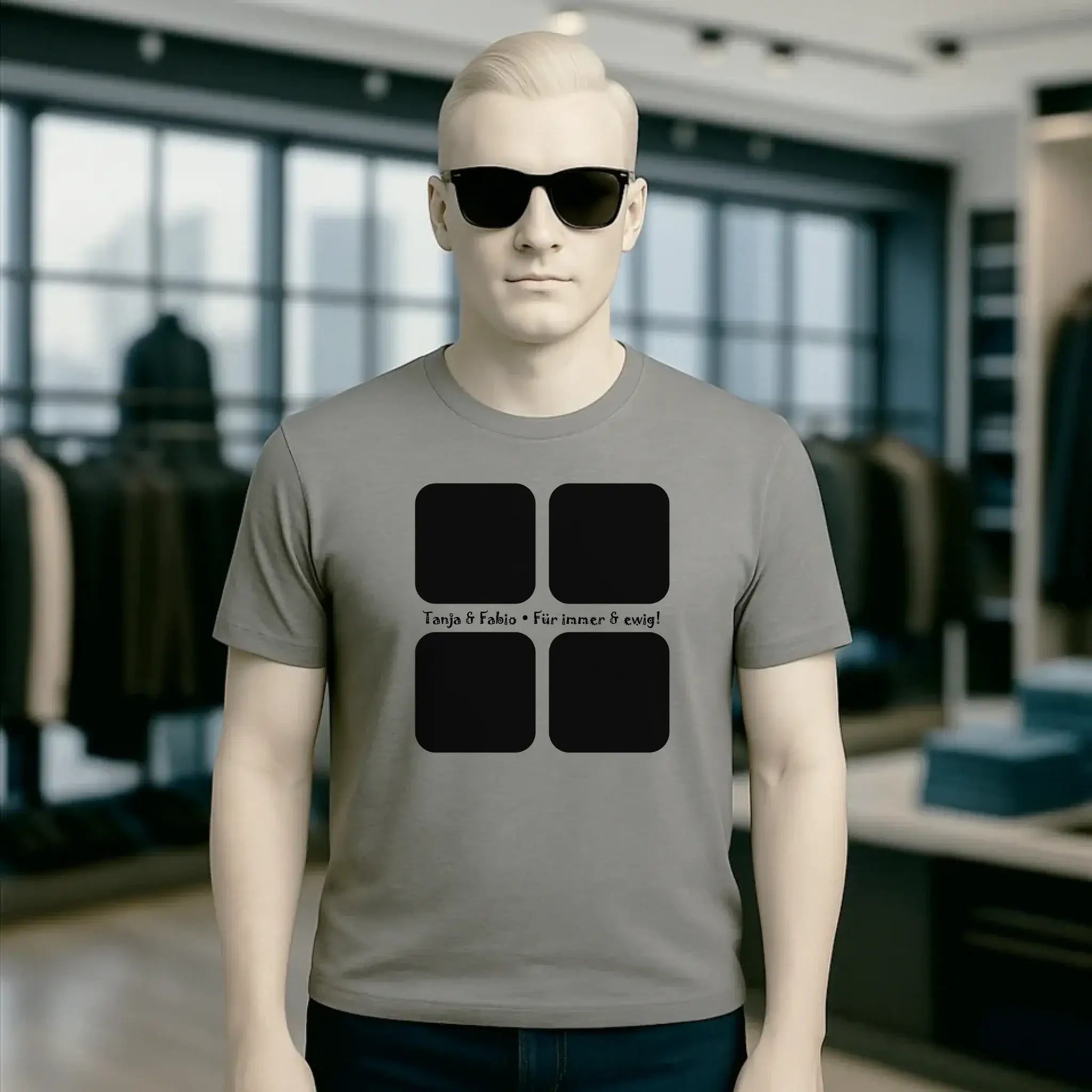 4 Fotos mit Text • Fotogeschenk • Unisex Premium T-Shirt XS-5XL aus Bio-Baumwolle für Damen & Herren • Exklusivdesign • personalisiert