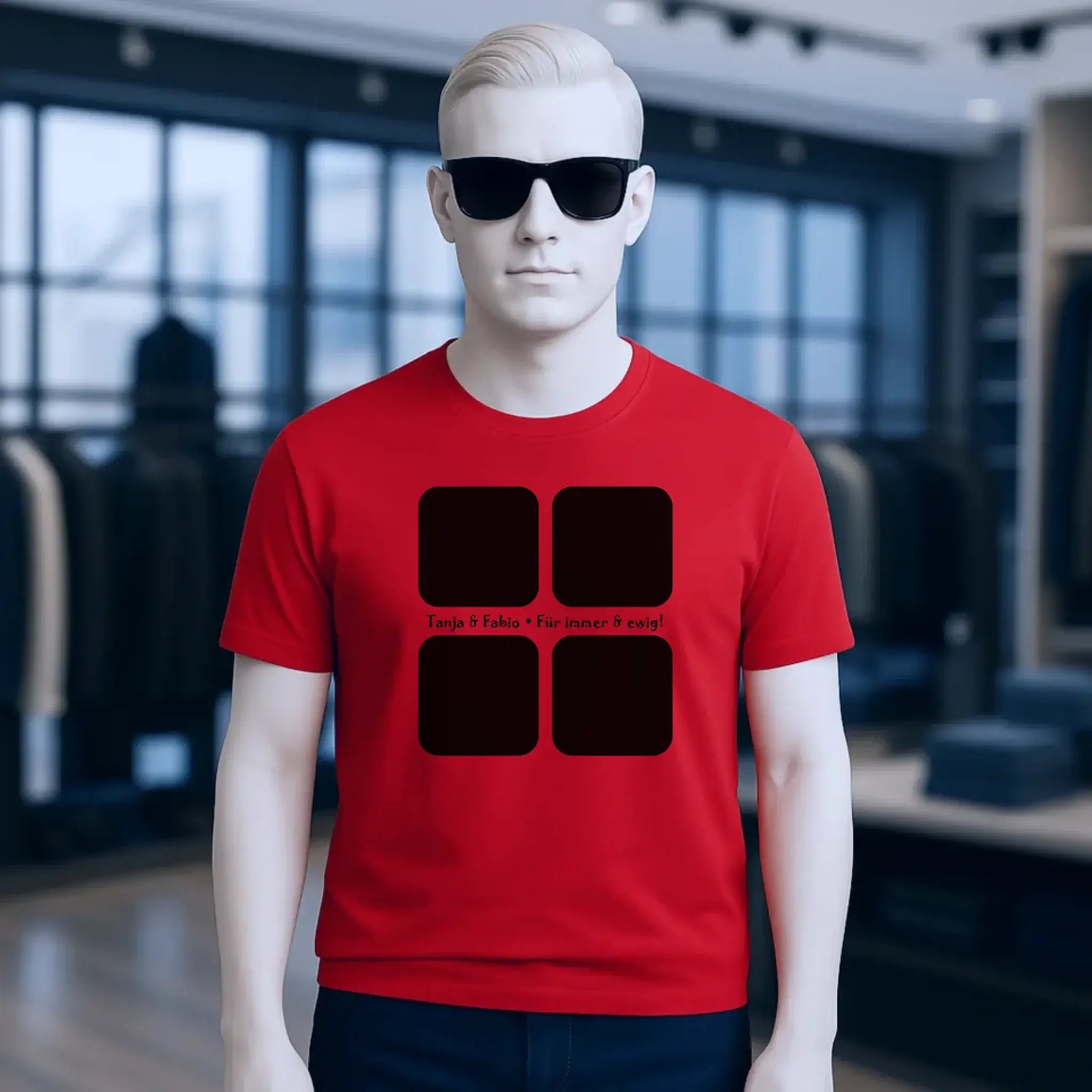 4 Fotos mit Text • Fotogeschenk • Unisex Premium T-Shirt XS-5XL aus Bio-Baumwolle für Damen & Herren • Exklusivdesign • personalisiert