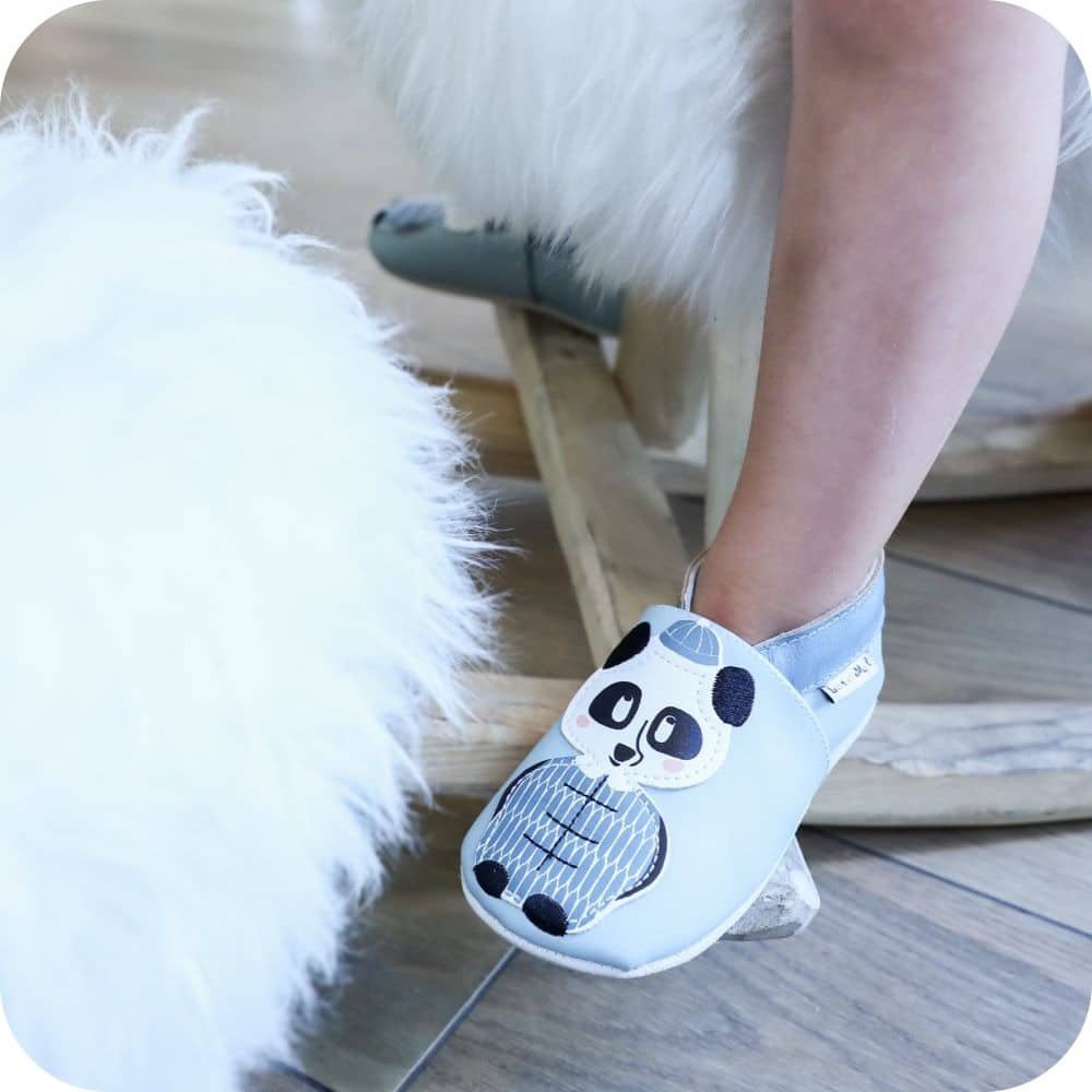 Panda-Babyhausschuhe aus weichem Leder