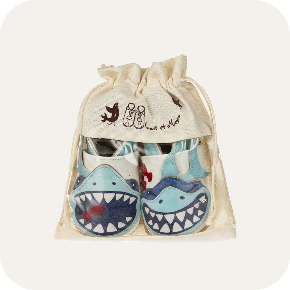 Babypantoffeln aus weichem Leder Shark Tease