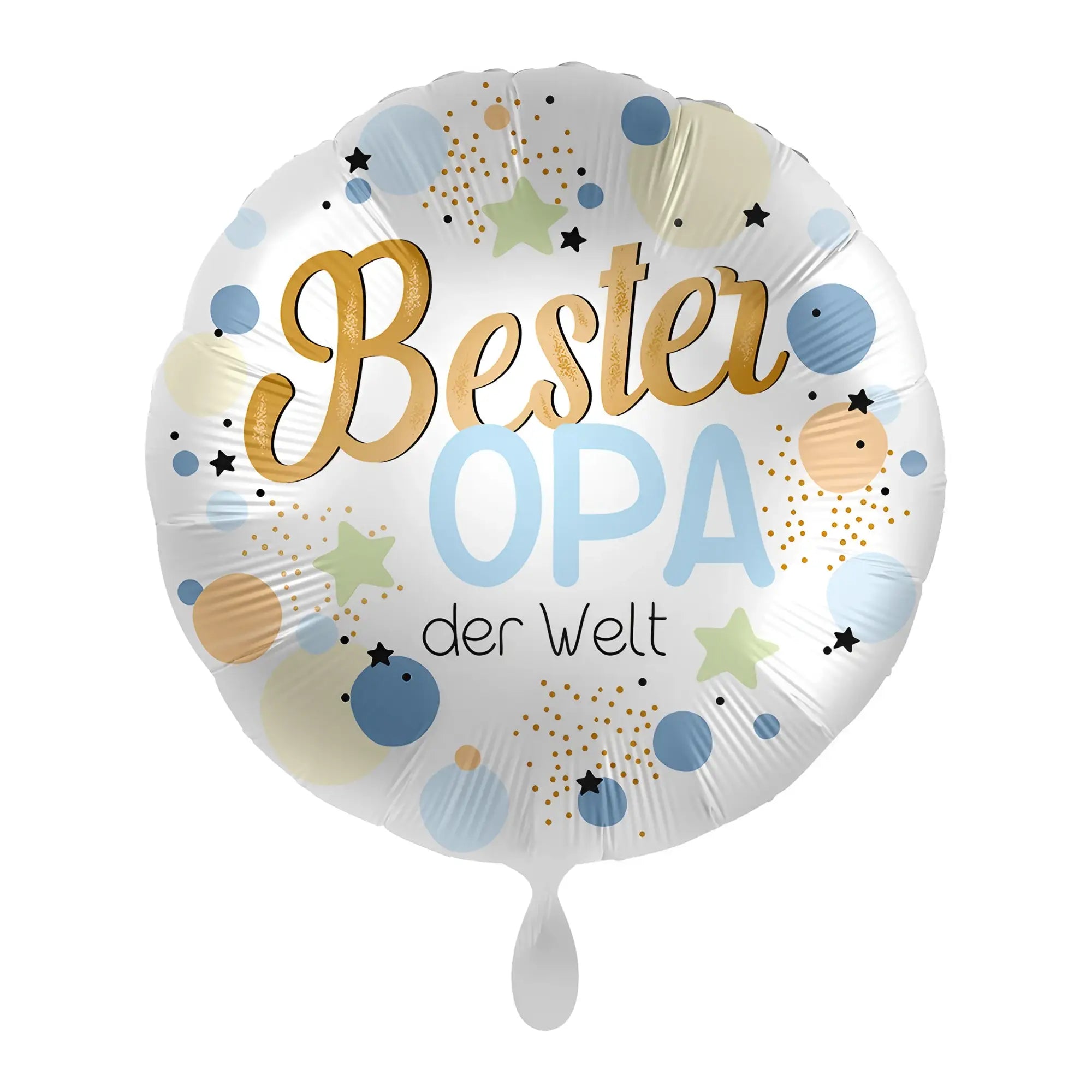 A 43cm silberner folie luftballon bester opa der welt mit gold und hellblauer schrift und pastellsternchen