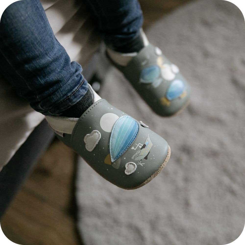 Zeppelin-Babyhausschuhe aus weichem Leder