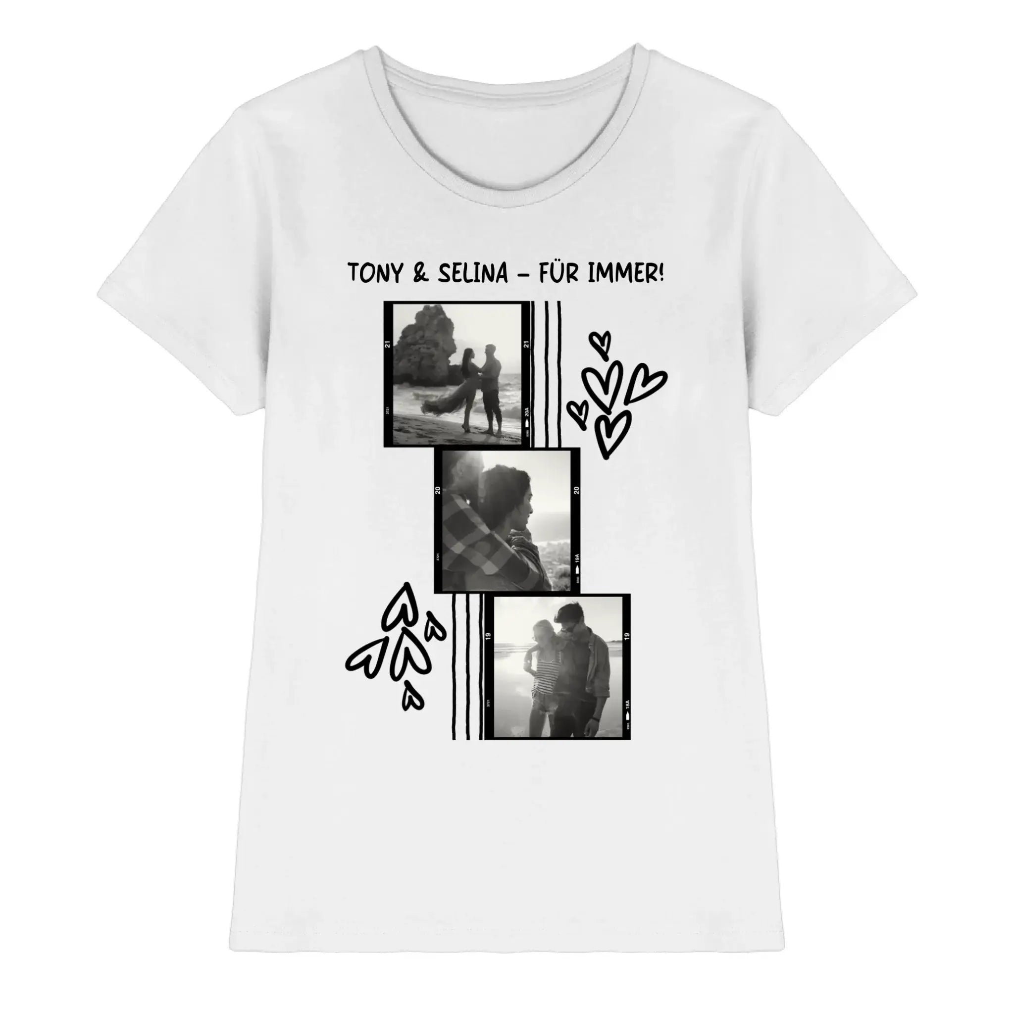 4er-Collage • mehrere Artikel • ’Statement-Collection’ • Wunschtext • Mein Fotomotiv - Premium Damen T-Shirt Bio