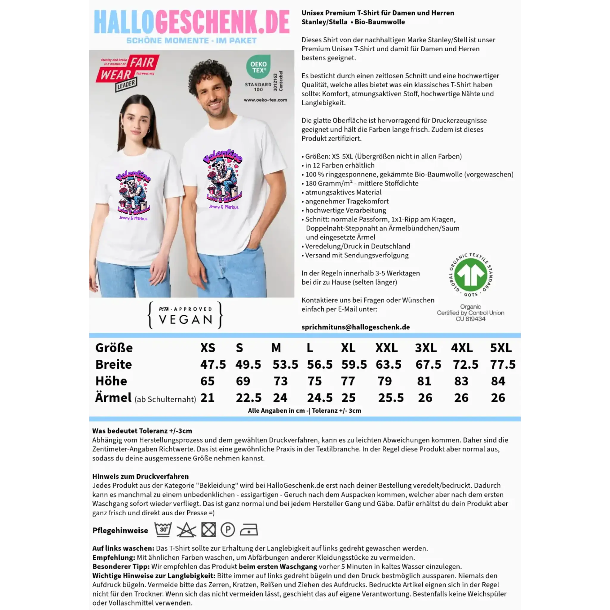 4in1-Kollektion: Valentines Skull • für Damen & Herren • Exklusivdesign • personalisiert oder ohne Personalisierung
