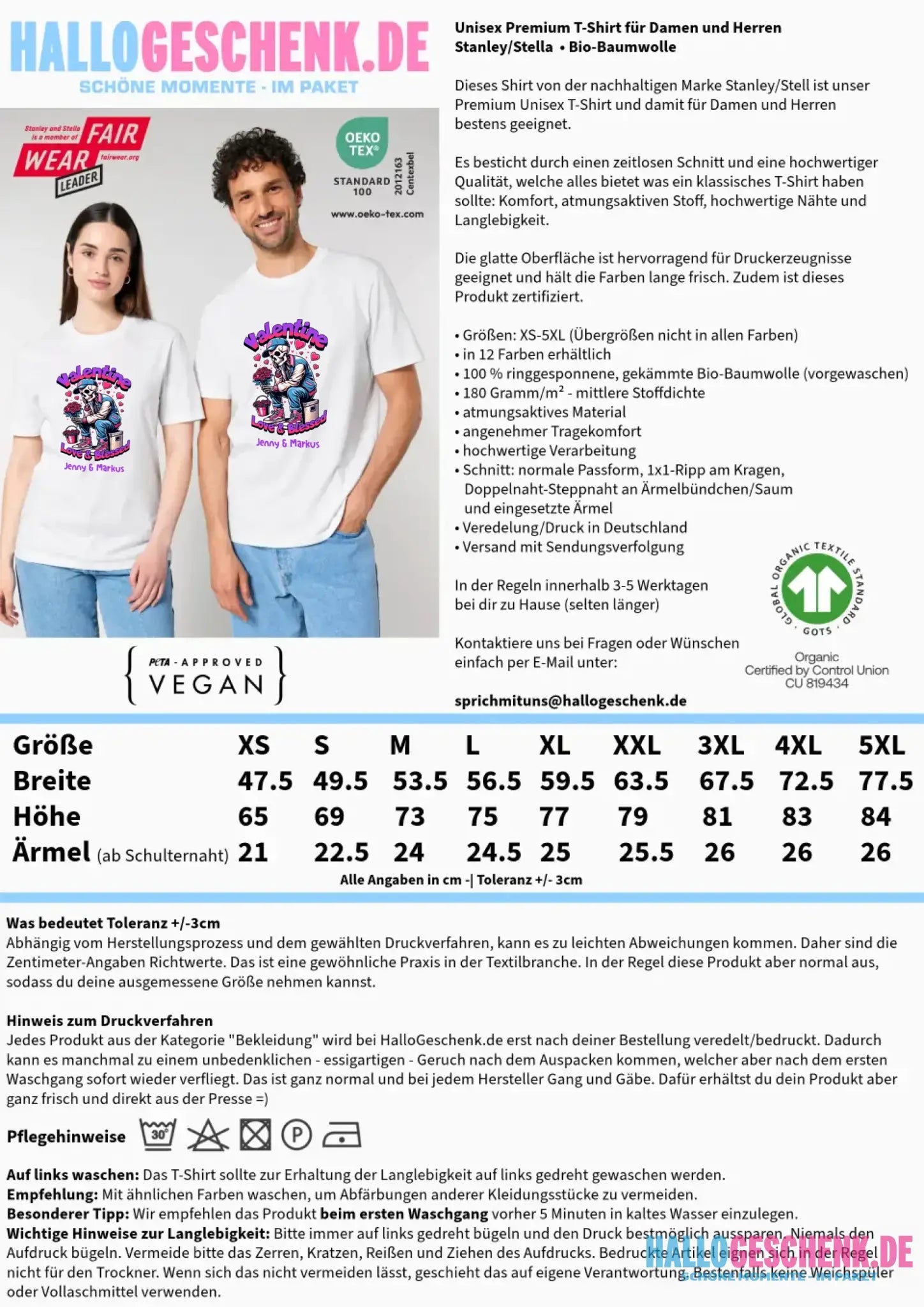 4in1-Kollektion: Valentines Skull • für Damen & Herren • Exklusivdesign • personalisiert oder ohne Personalisierung