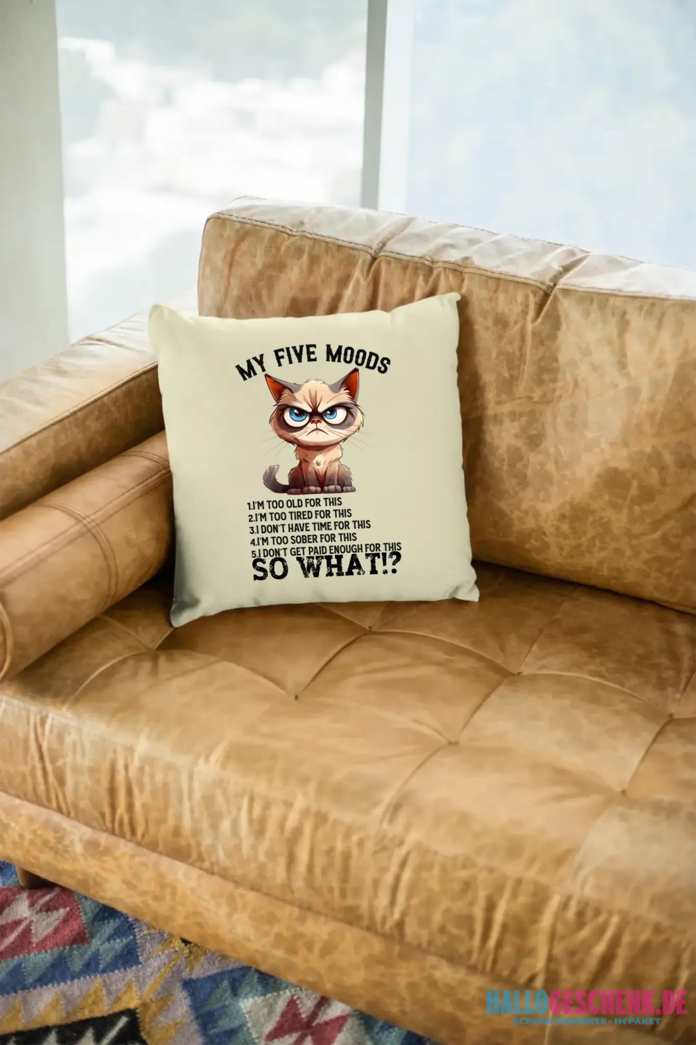 5 MOODS • Katze • Kissen 40x40 cm • Exklusivdesign • personalisiert