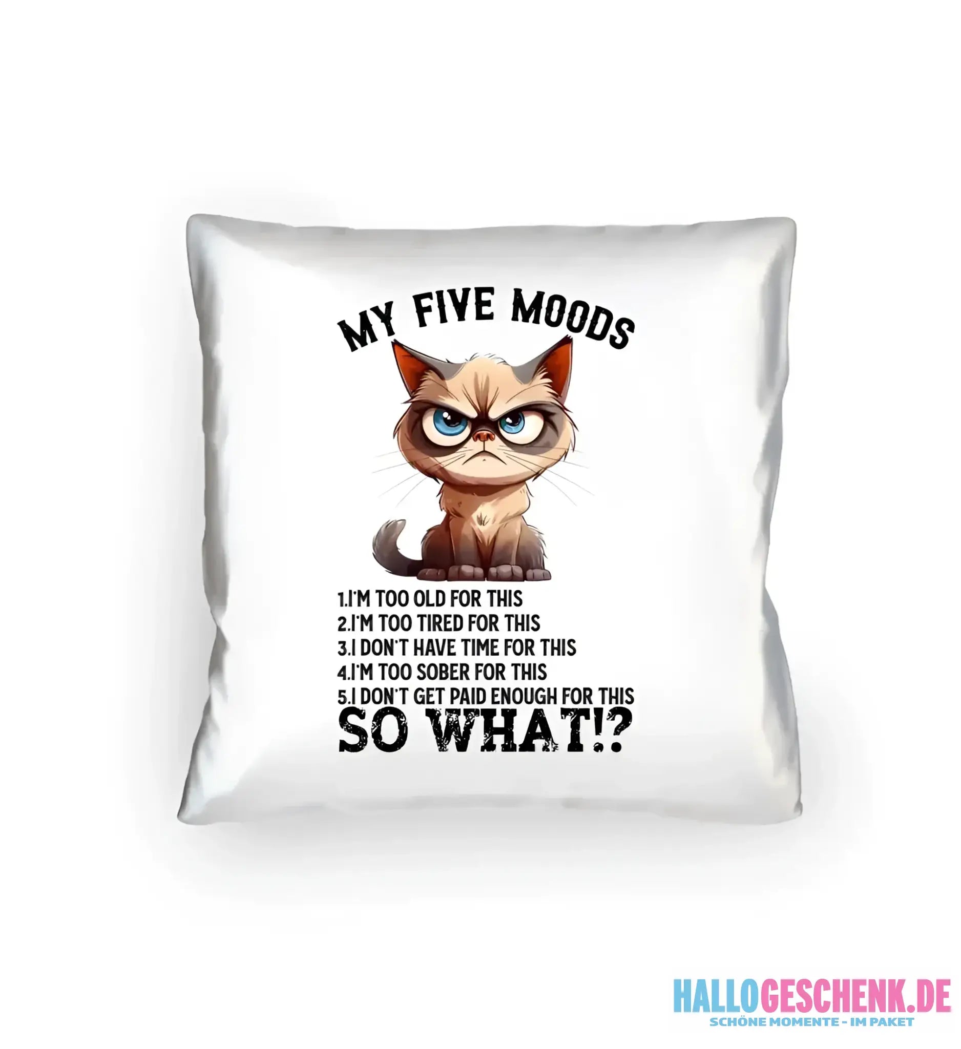 5 MOODS âą Katze âą Kissen 40x40 cm âą Exklusivdesign âą personalisiert