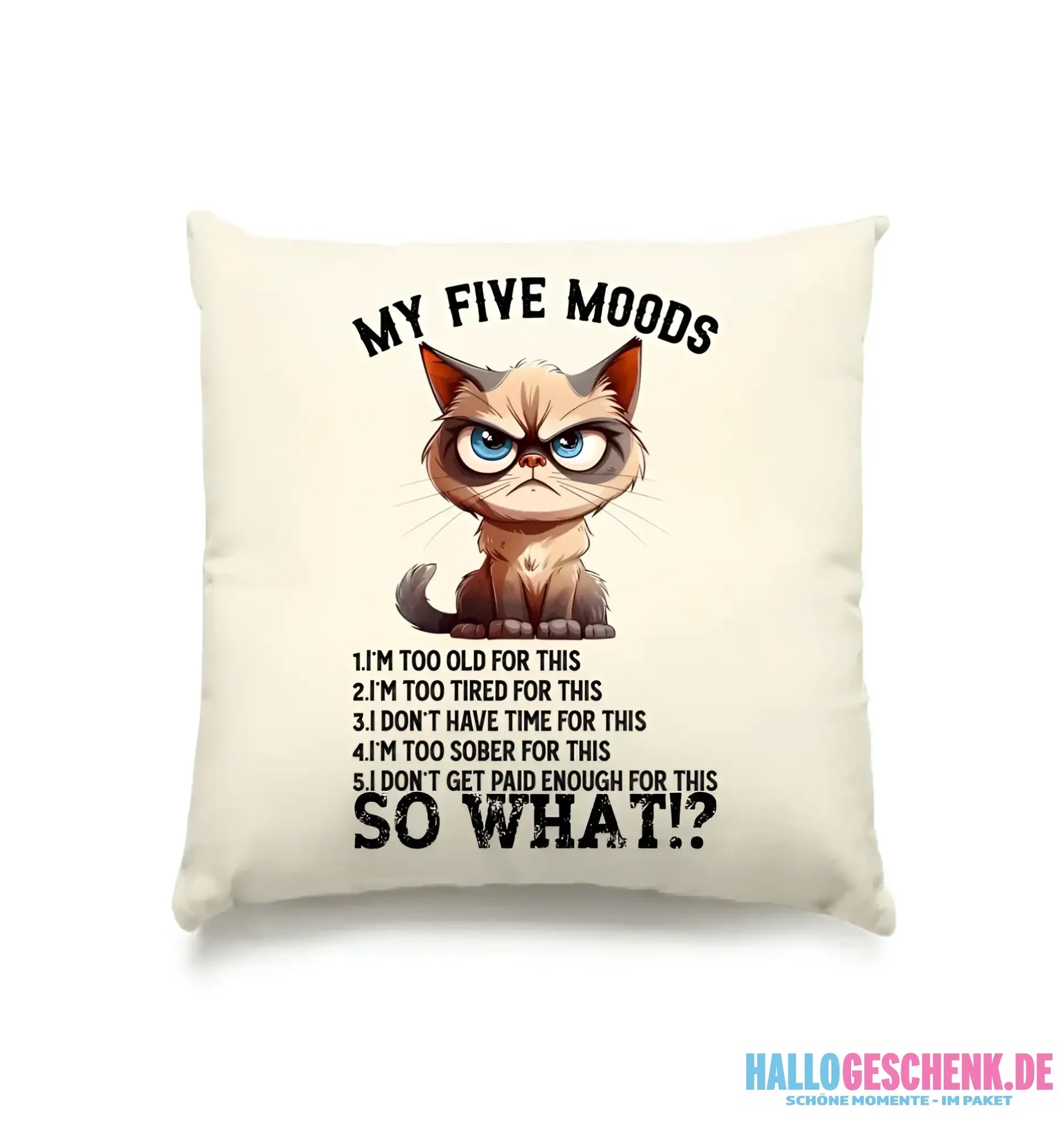 5 MOODS • Katze • Kissen 40x40 cm • Exklusivdesign • personalisiert