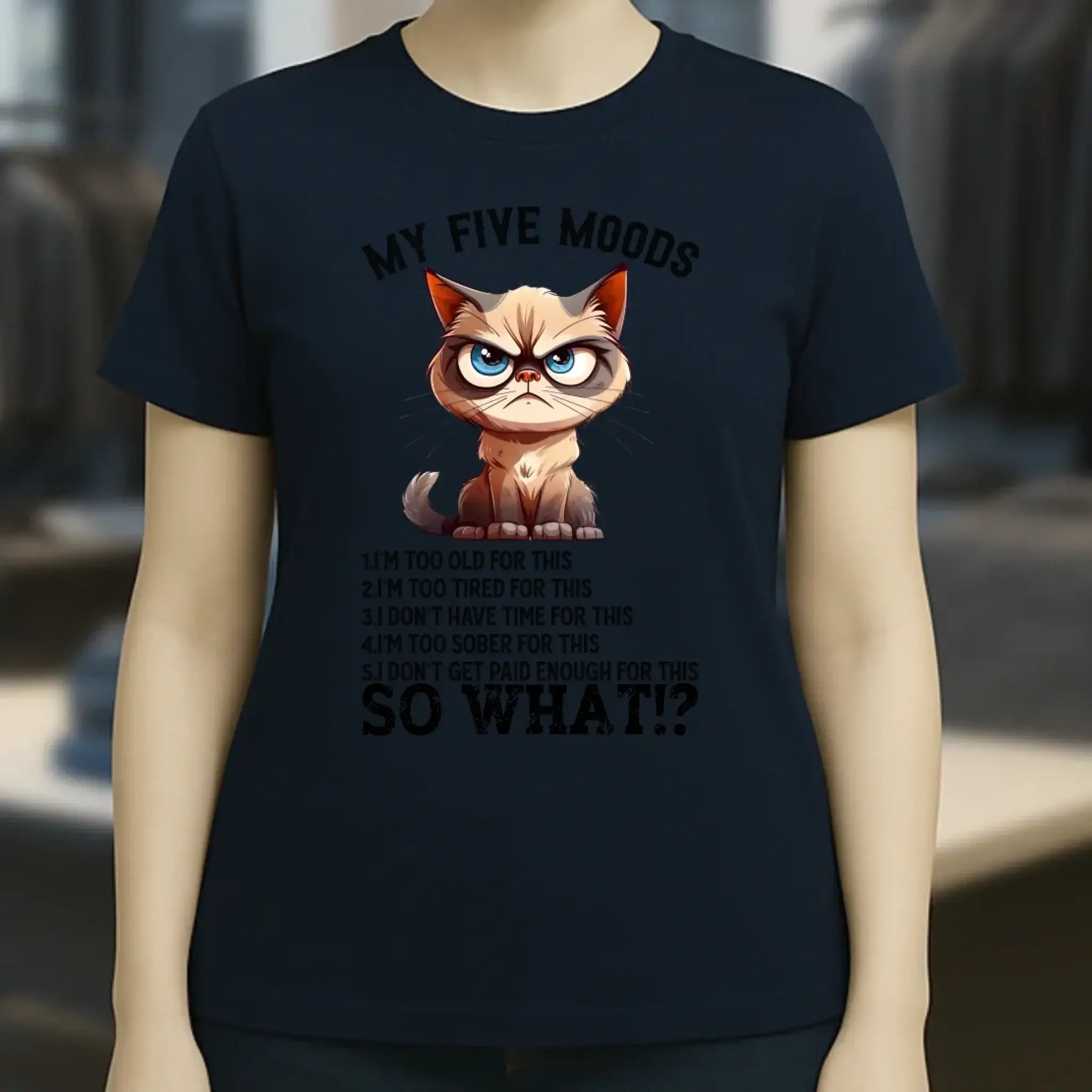 5 MOODS • Katze • Ladies Premium T-Shirt XS-2XL aus Bio-Baumwolle für Damen • Exklusivdesign • personalisiert