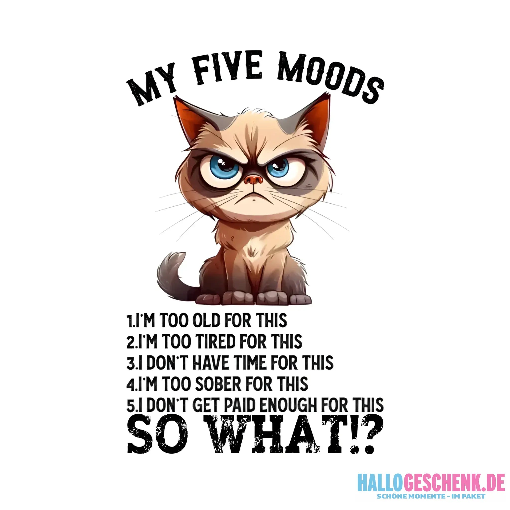 5 MOODS âą Katze âą STICKER 20x20 cm (Aufkleber) âą personalisiert - White / OneSize / ausgestanzter Sticker 20x20 cm