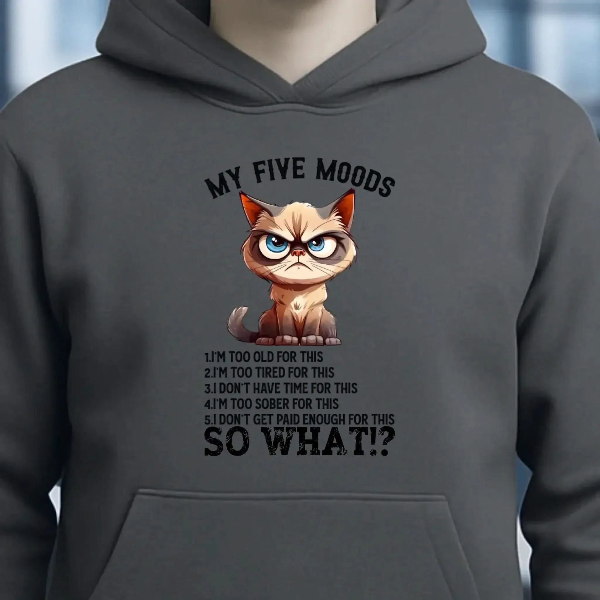 5 MOODS • Katze • Unisex Premium Hoodie XS-5XL aus Bio-Baumwolle für Damen & Herren • Exklusivdesign • personalisiert