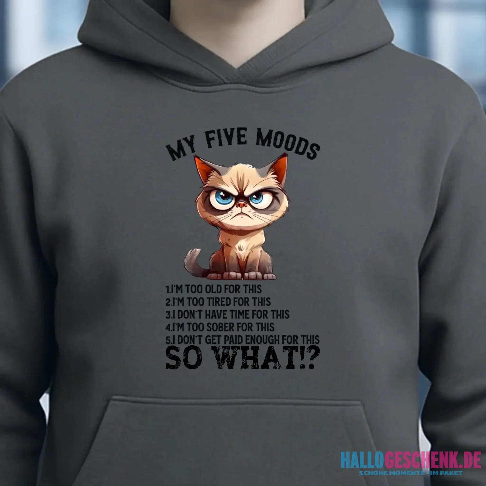 5 MOODS • Katze • Unisex Premium Hoodie XS-5XL aus Bio-Baumwolle für Damen & Herren • Exklusivdesign • personalisiert