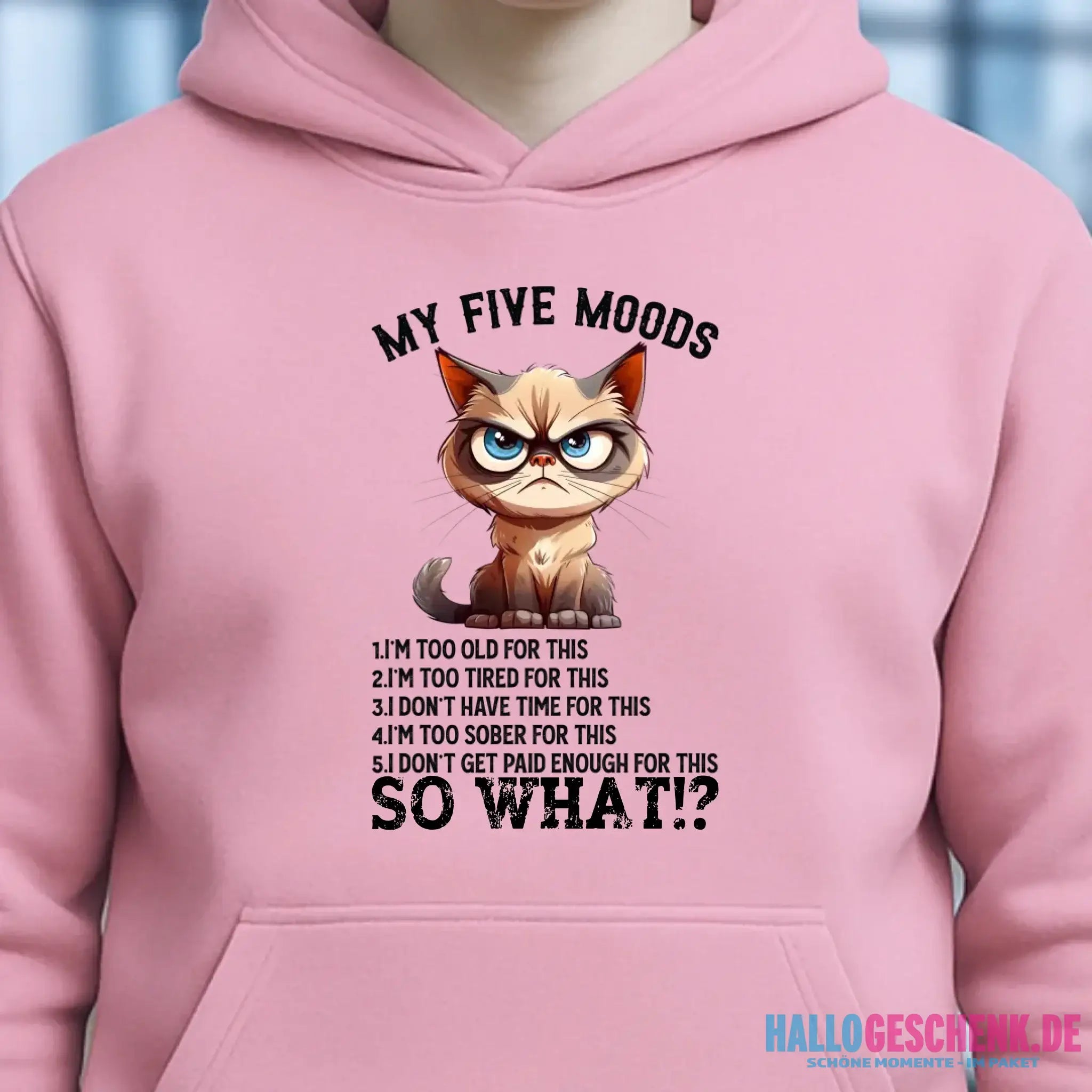 5 MOODS • Katze • Unisex Premium Hoodie XS-5XL aus Bio-Baumwolle für Damen & Herren • Exklusivdesign • personalisiert