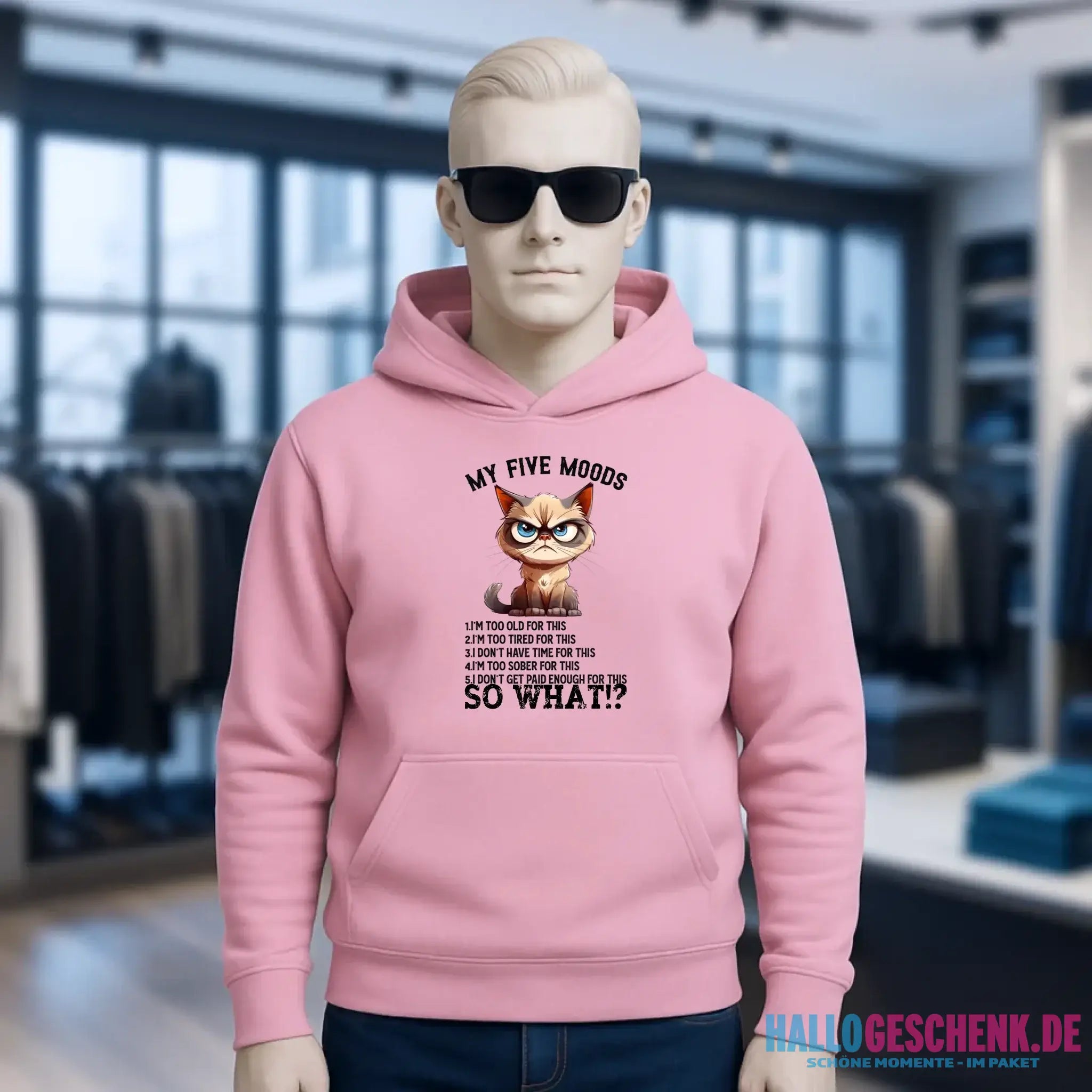 5 MOODS • Katze • Unisex Premium Hoodie XS-5XL aus Bio-Baumwolle für Damen & Herren • Exklusivdesign • personalisiert