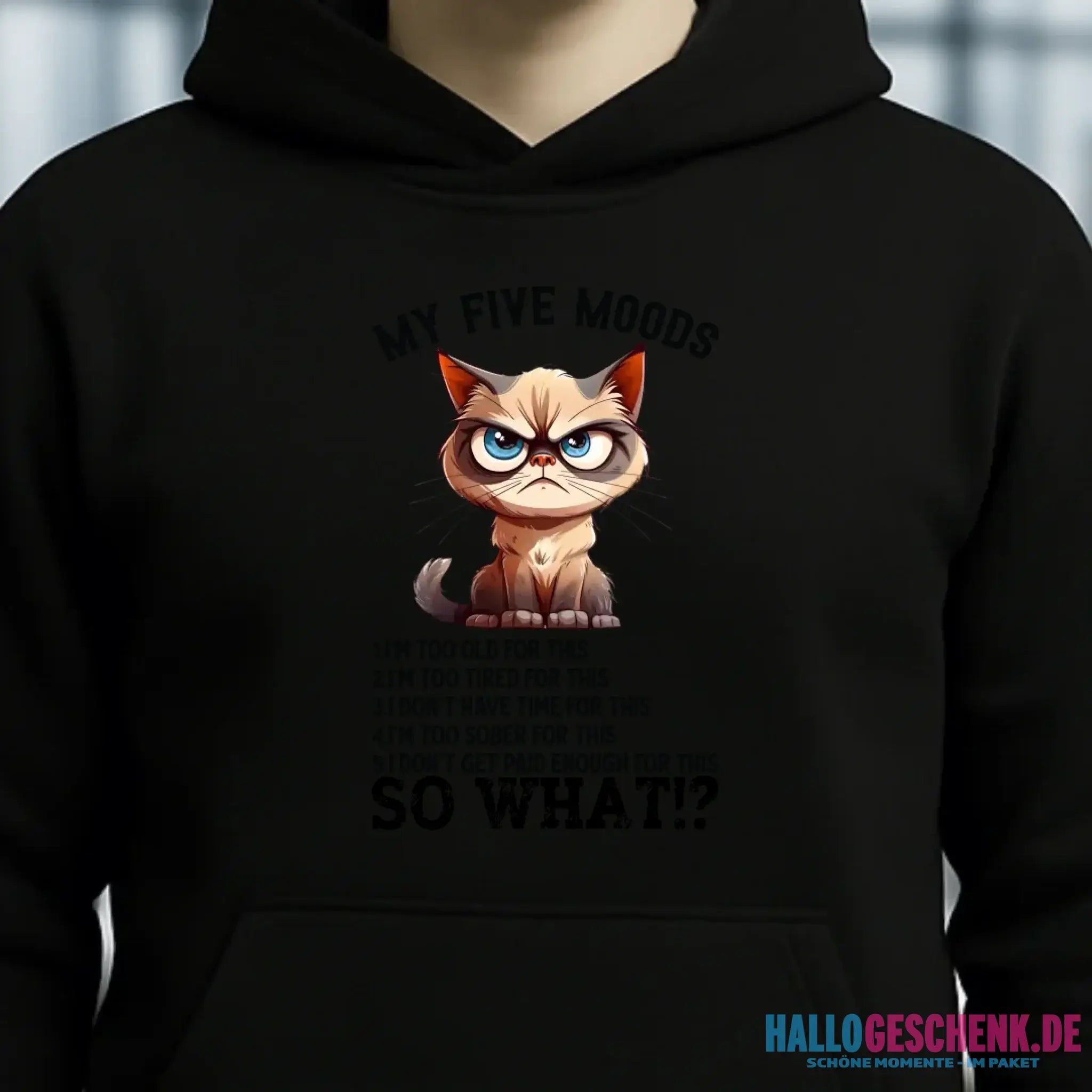 5 MOODS • Katze • Unisex Premium Hoodie XS-5XL aus Bio-Baumwolle für Damen & Herren • Exklusivdesign • personalisiert