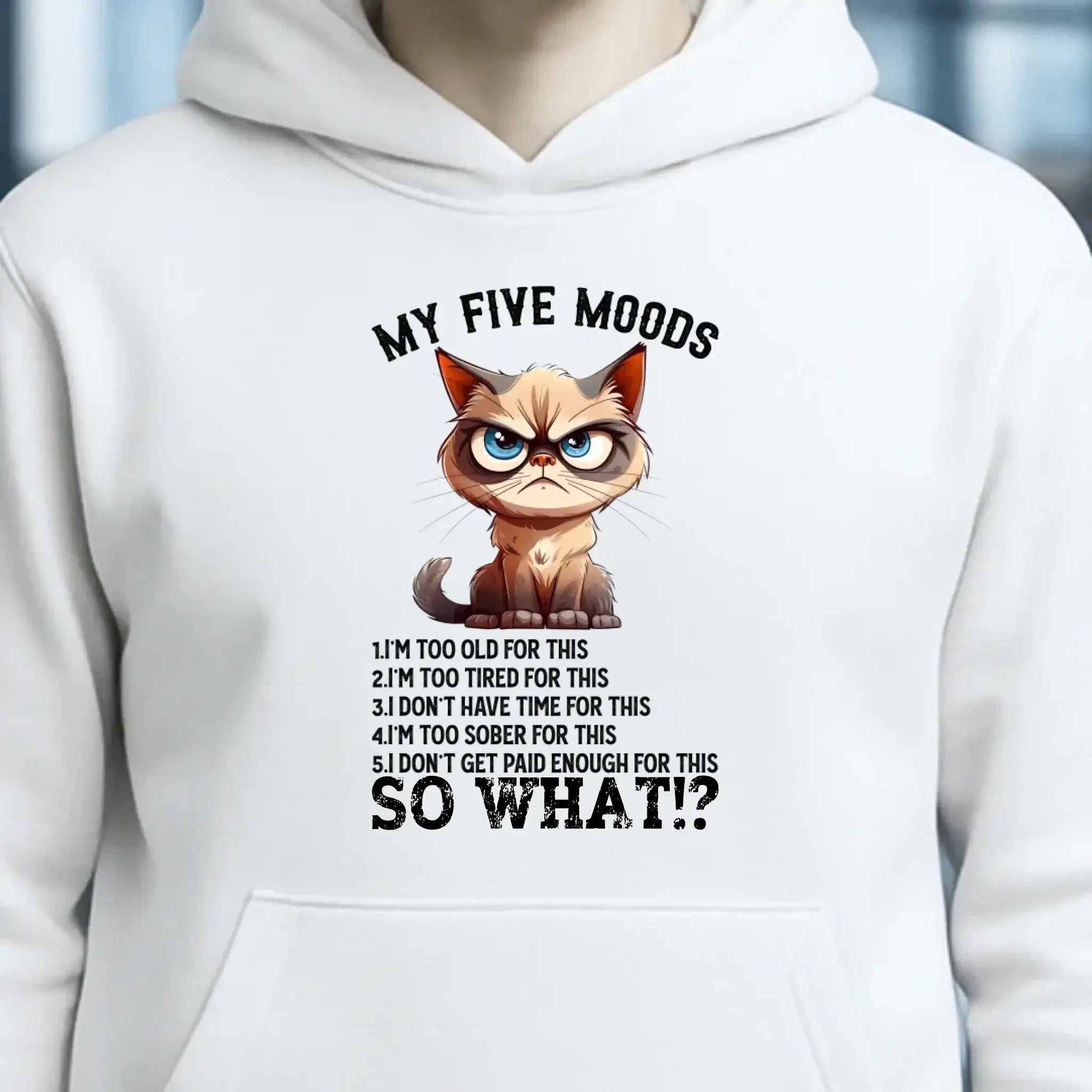 5 MOODS • Katze • Unisex Premium Hoodie XS-5XL aus Bio-Baumwolle für Damen & Herren • Exklusivdesign • personalisiert