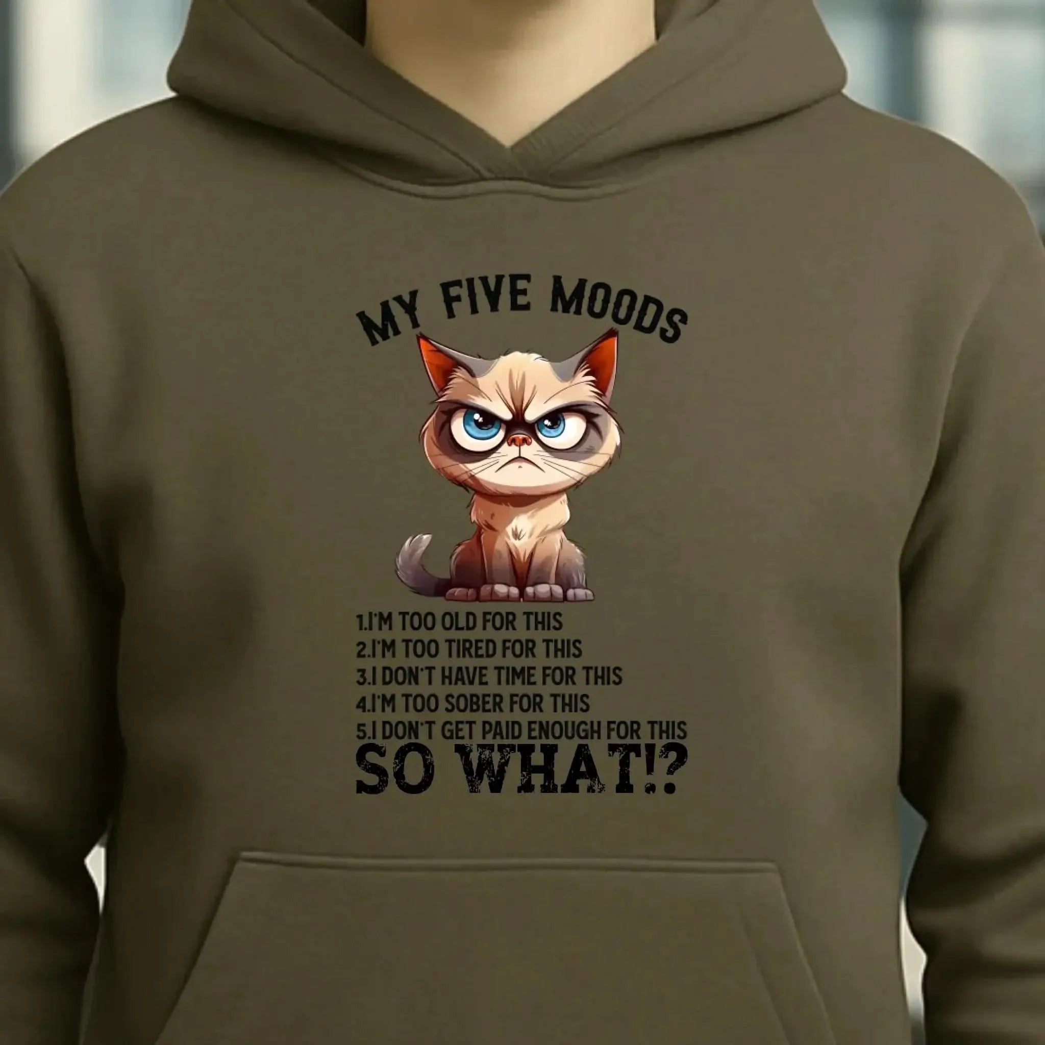 5 MOODS • Katze • Unisex Premium Hoodie XS-5XL aus Bio-Baumwolle für Damen & Herren • Exklusivdesign • personalisiert