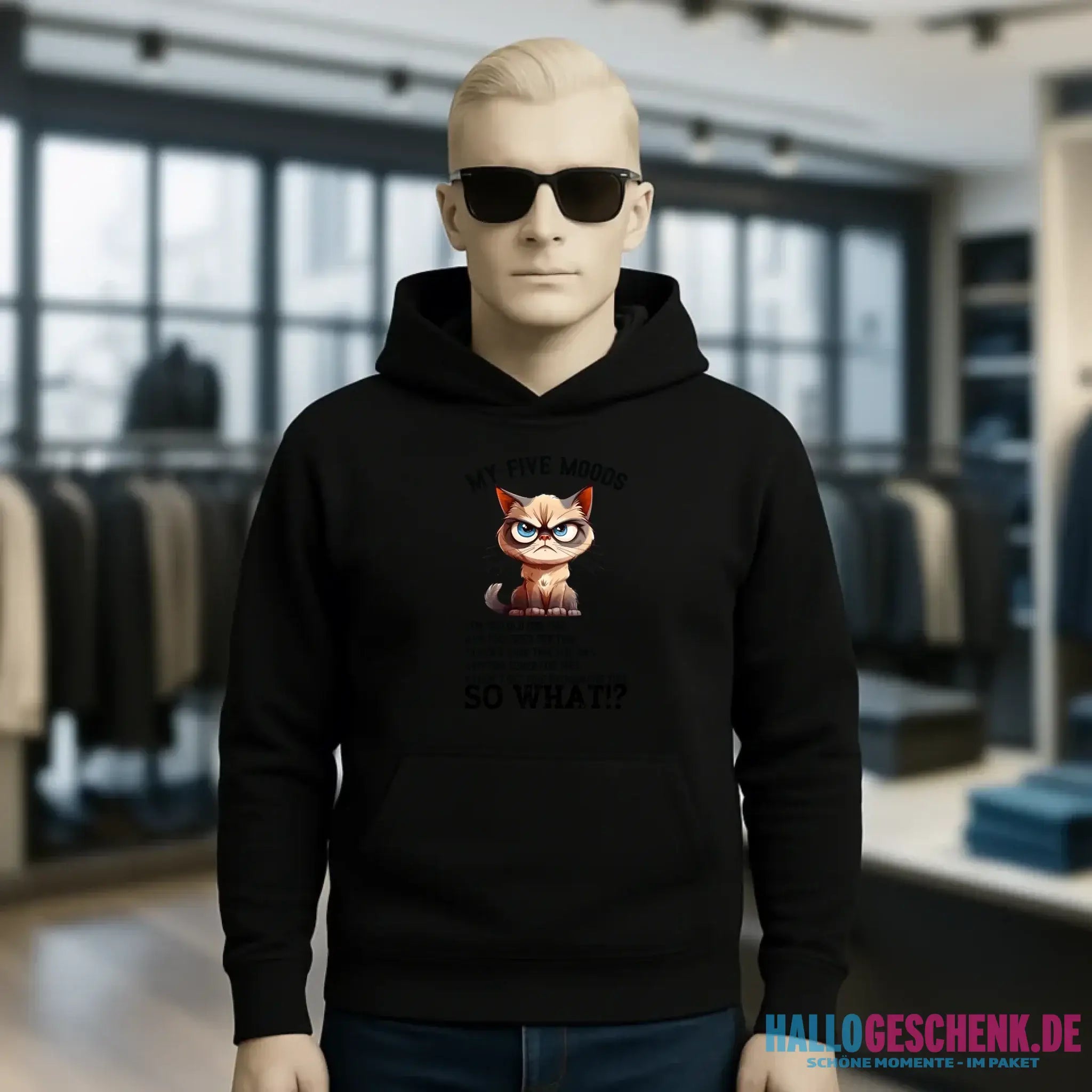 5 MOODS • Katze • Unisex Premium Hoodie XS-5XL aus Bio-Baumwolle für Damen & Herren • Exklusivdesign • personalisiert