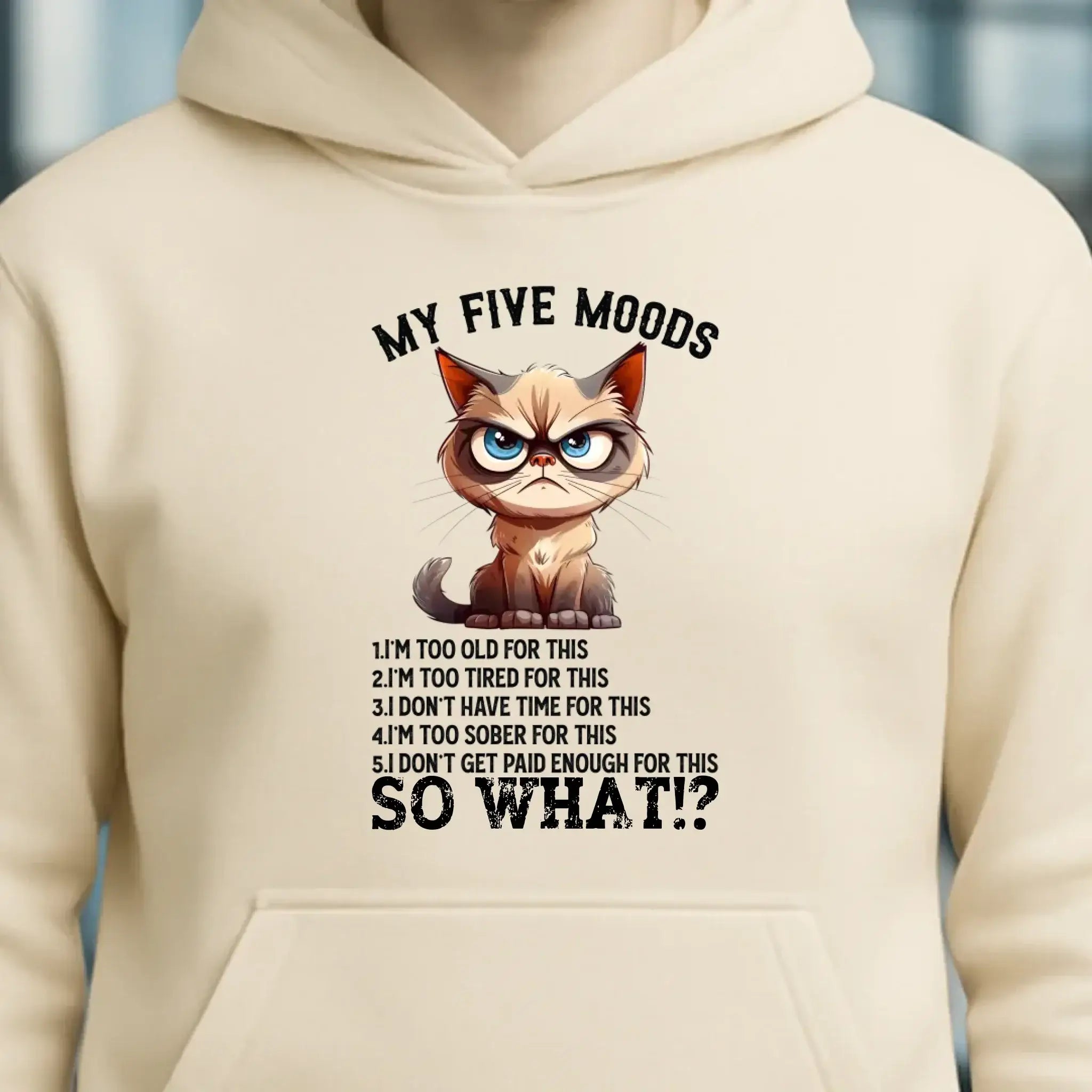 5 MOODS • Katze • Unisex Premium Hoodie XS-5XL aus Bio-Baumwolle für Damen & Herren • Exklusivdesign • personalisiert