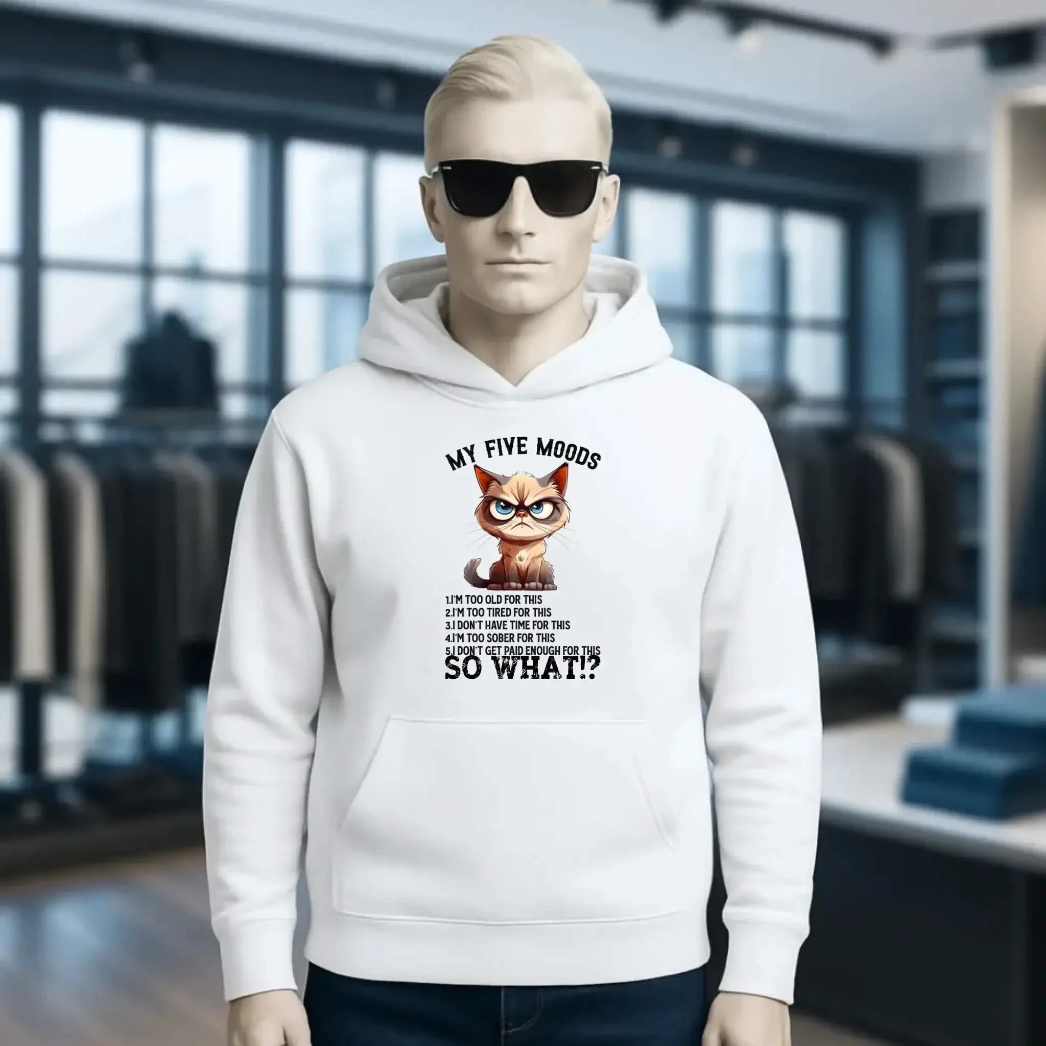 5 MOODS • Katze • Unisex Premium Hoodie XS-5XL aus Bio-Baumwolle für Damen & Herren • Exklusivdesign • personalisiert