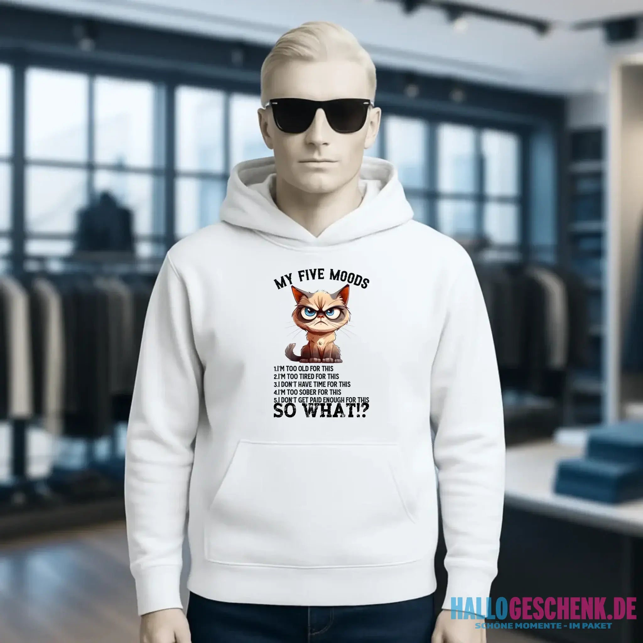 5 MOODS • Katze • Unisex Premium Hoodie XS-5XL aus Bio-Baumwolle für Damen & Herren • Exklusivdesign • personalisiert