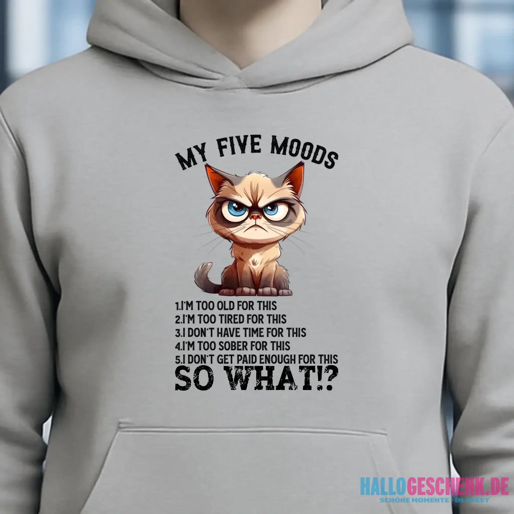 5 MOODS • Katze • Unisex Premium Hoodie XS-5XL aus Bio-Baumwolle für Damen & Herren • Exklusivdesign • personalisiert