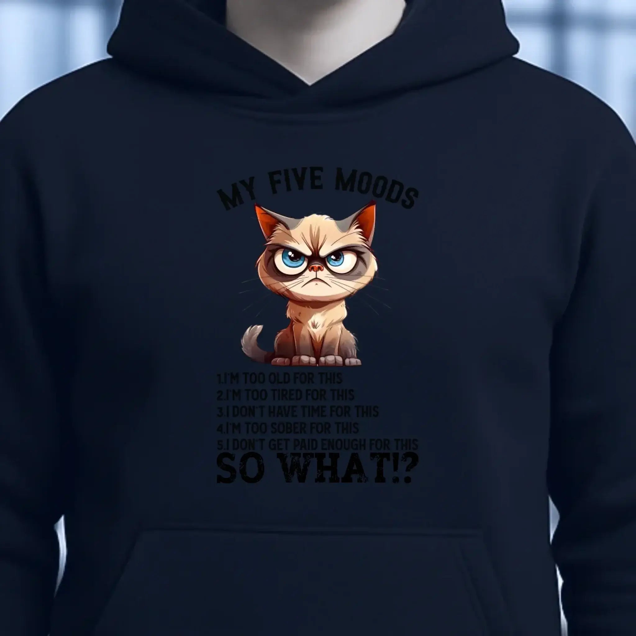 5 MOODS • Katze • Unisex Premium Hoodie XS-5XL aus Bio-Baumwolle für Damen & Herren • Exklusivdesign • personalisiert