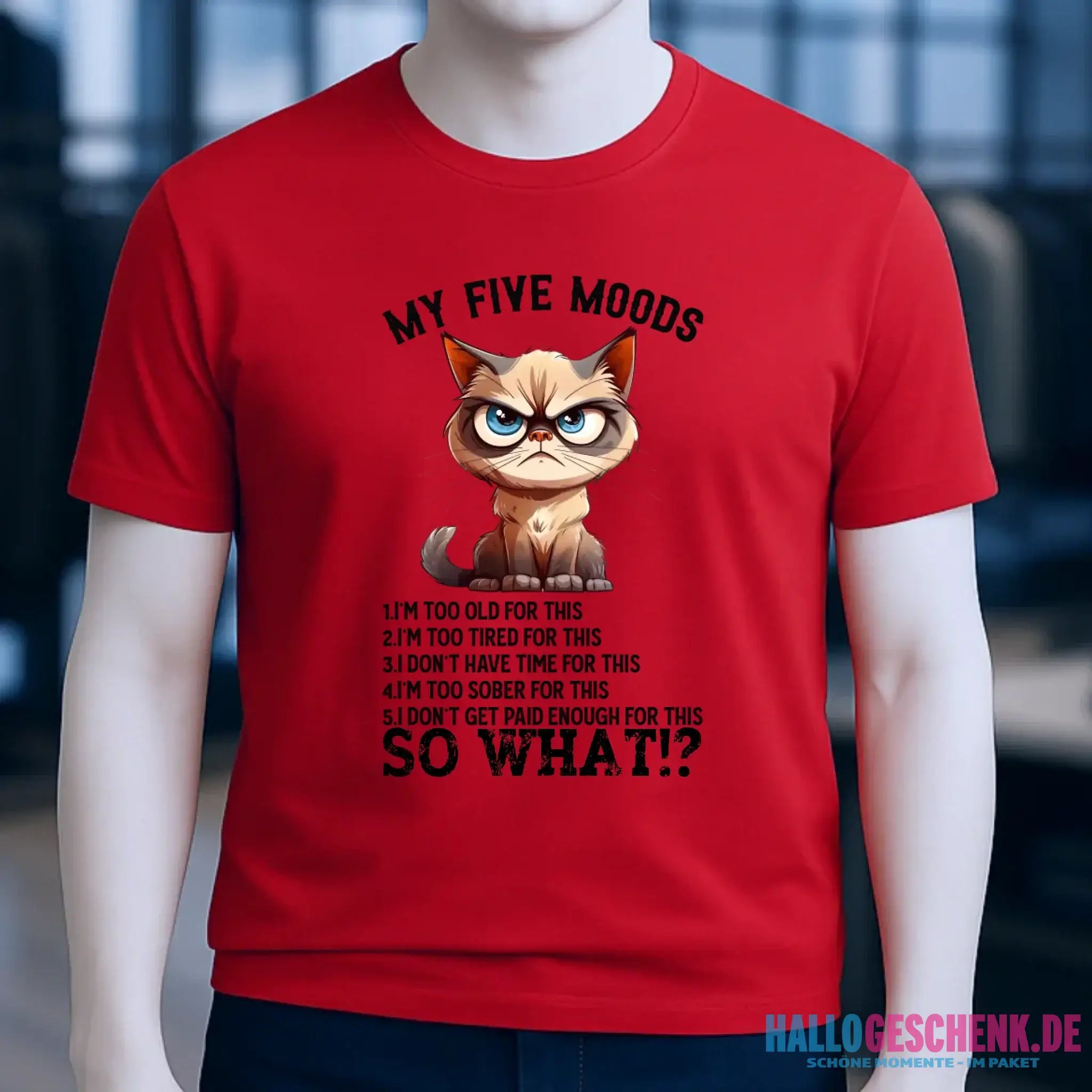 5 MOODS • Katze • Unisex Premium T-Shirt XS-5XL aus Bio-Baumwolle für Damen & Herren • Exklusivdesign • personalisiert