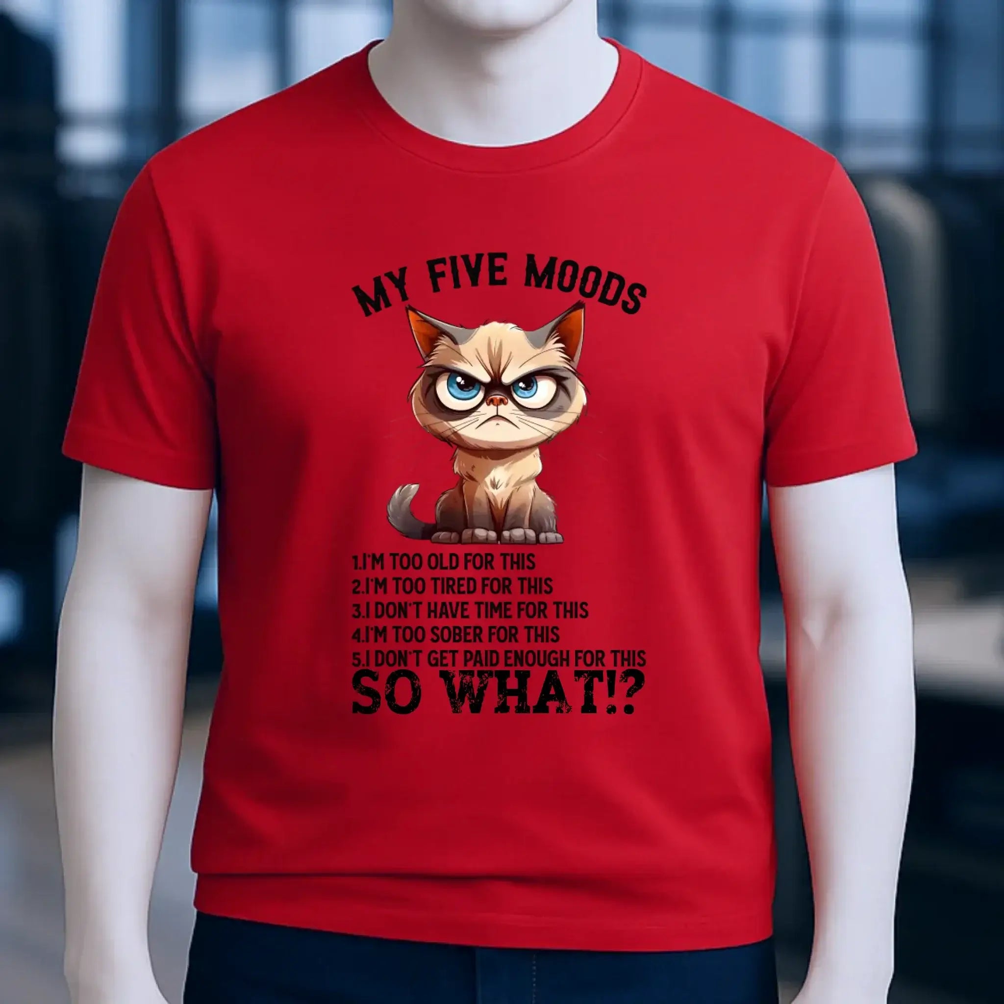 5 MOODS • Katze • Unisex Premium T-Shirt XS-5XL aus Bio-Baumwolle für Damen & Herren • Exklusivdesign • personalisiert