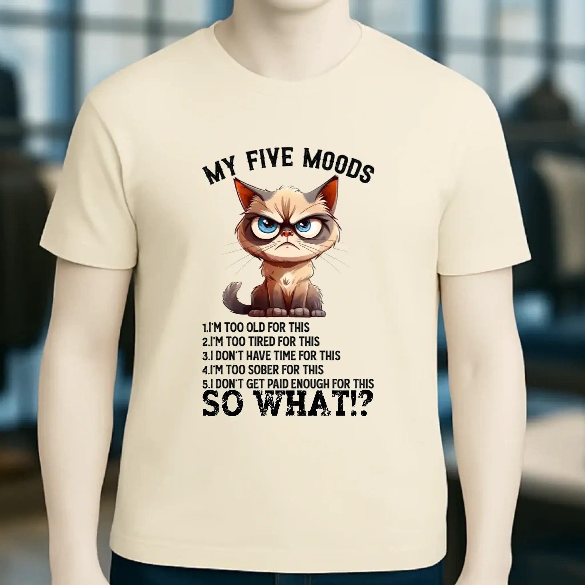 5 MOODS • Katze • Unisex Premium T-Shirt XS-5XL aus Bio-Baumwolle für Damen & Herren • Exklusivdesign • personalisiert