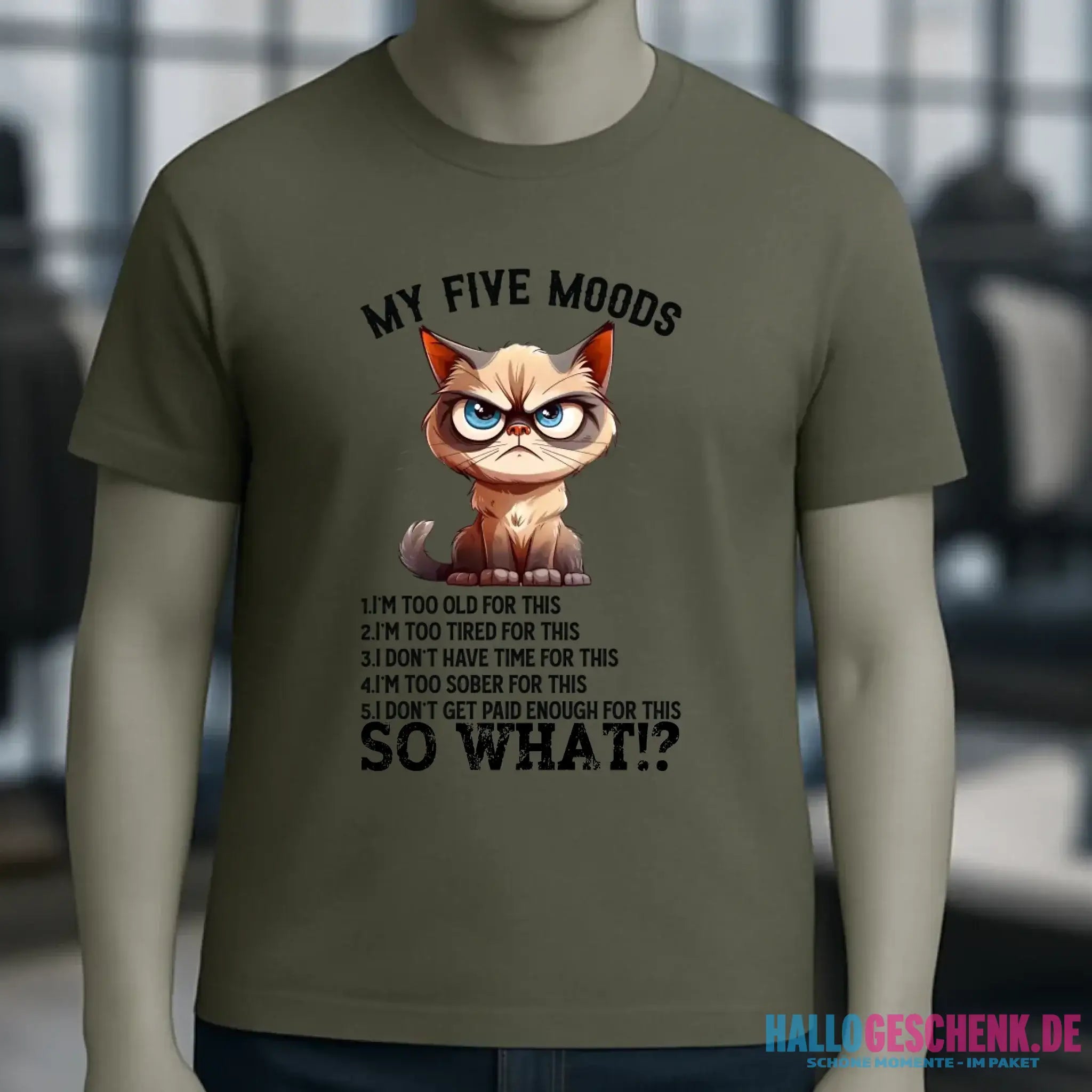 5 MOODS • Katze • Unisex Premium T-Shirt XS-5XL aus Bio-Baumwolle für Damen & Herren • Exklusivdesign • personalisiert