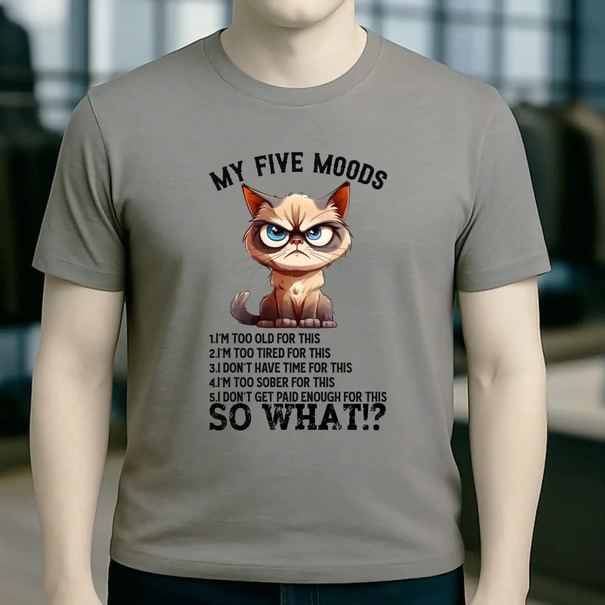 5 MOODS • Katze • Unisex Premium T-Shirt XS-5XL aus Bio-Baumwolle für Damen & Herren • Exklusivdesign • personalisiert