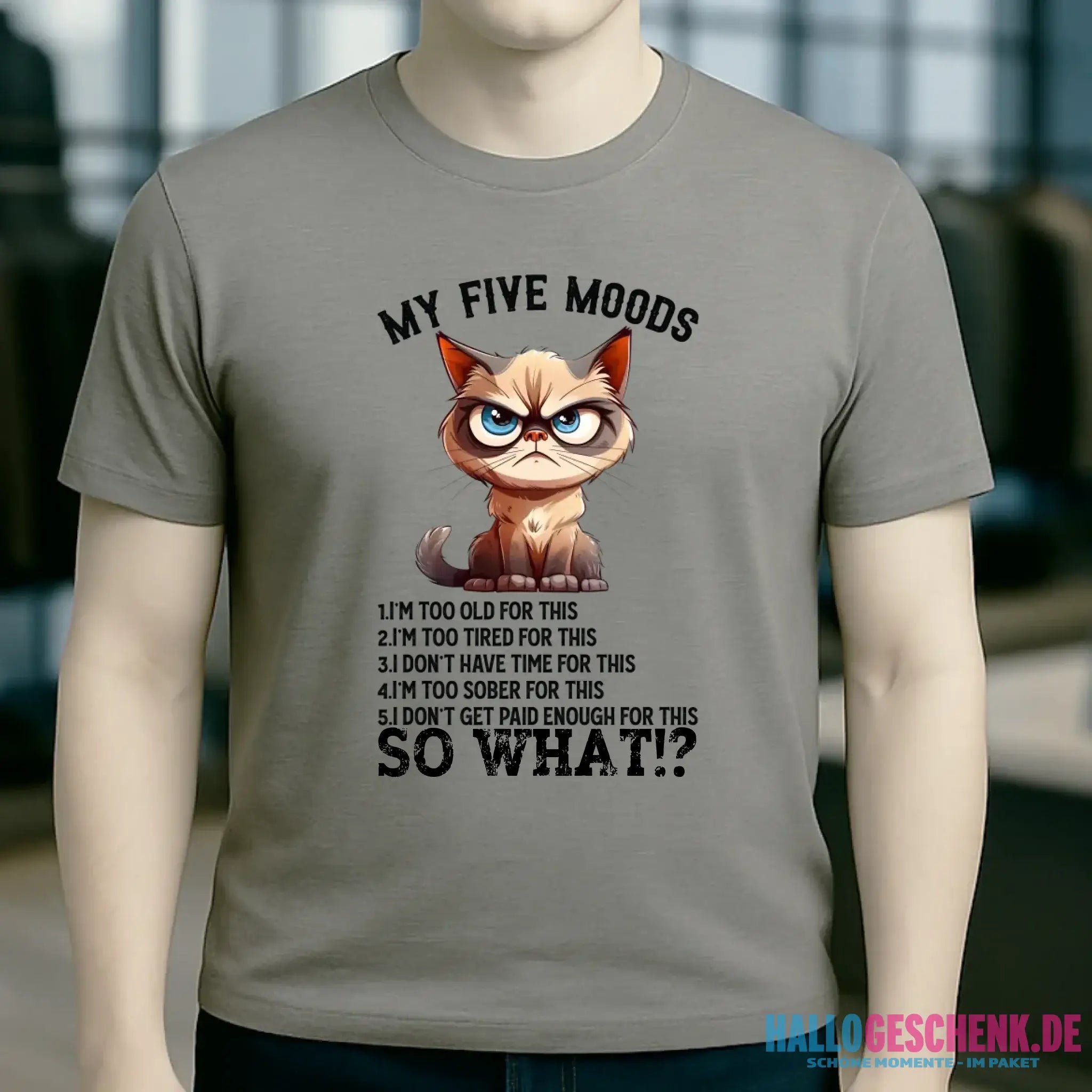5 MOODS • Katze • Unisex Premium T-Shirt XS-5XL aus Bio-Baumwolle für Damen & Herren • Exklusivdesign • personalisiert