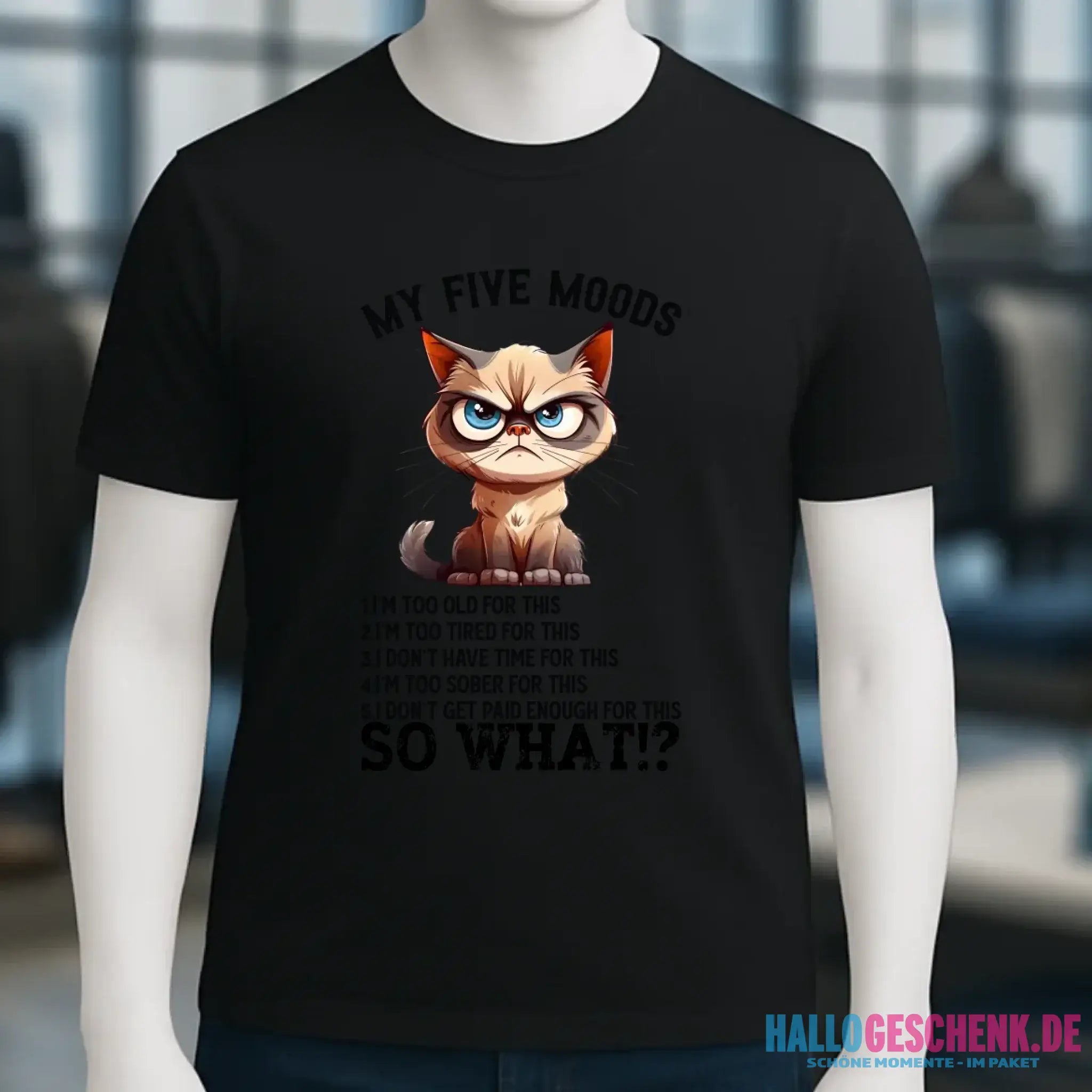5 MOODS • Katze • Unisex Premium T-Shirt XS-5XL aus Bio-Baumwolle für Damen & Herren • Exklusivdesign • personalisiert