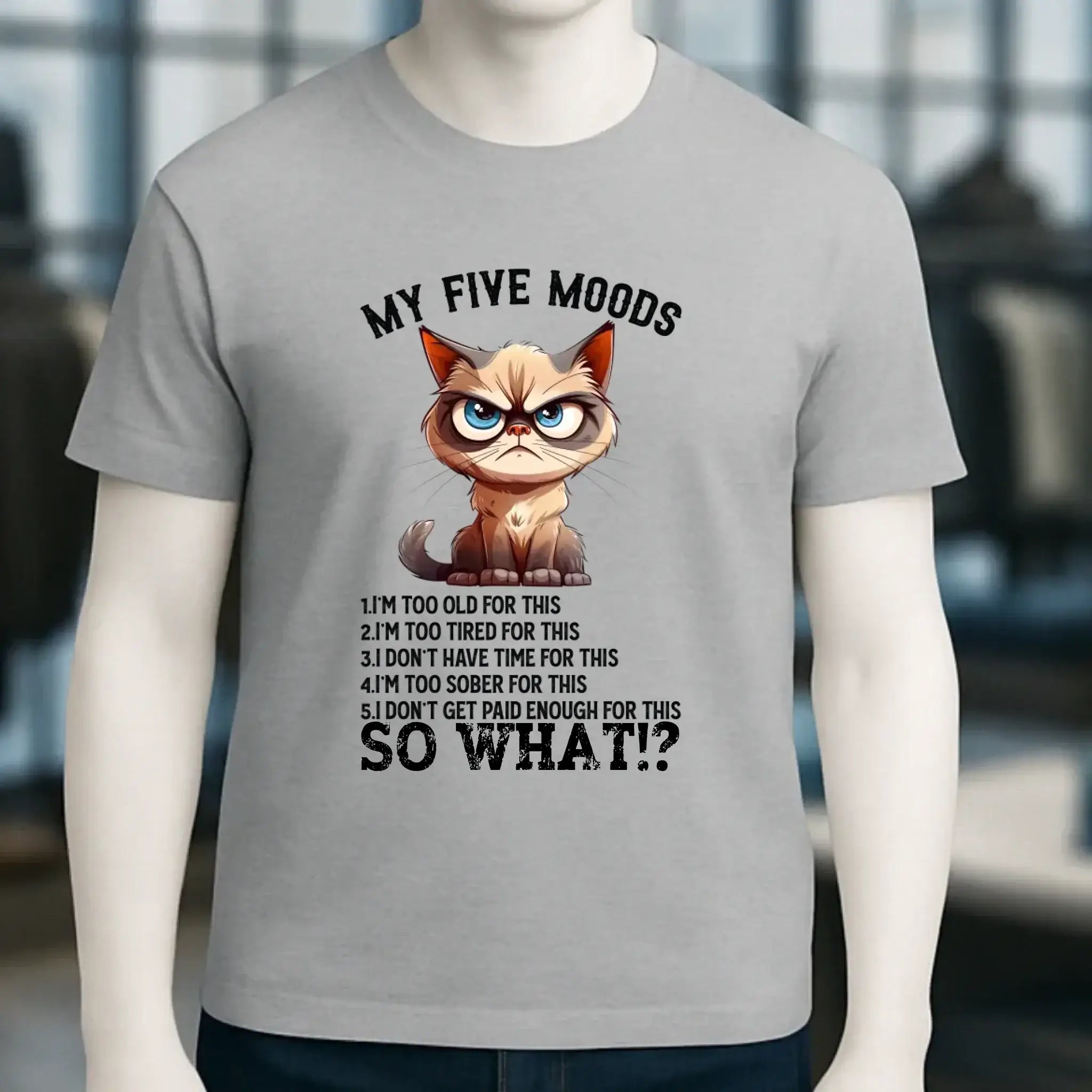 5 MOODS • Katze • Unisex Premium T-Shirt XS-5XL aus Bio-Baumwolle für Damen & Herren • Exklusivdesign • personalisiert