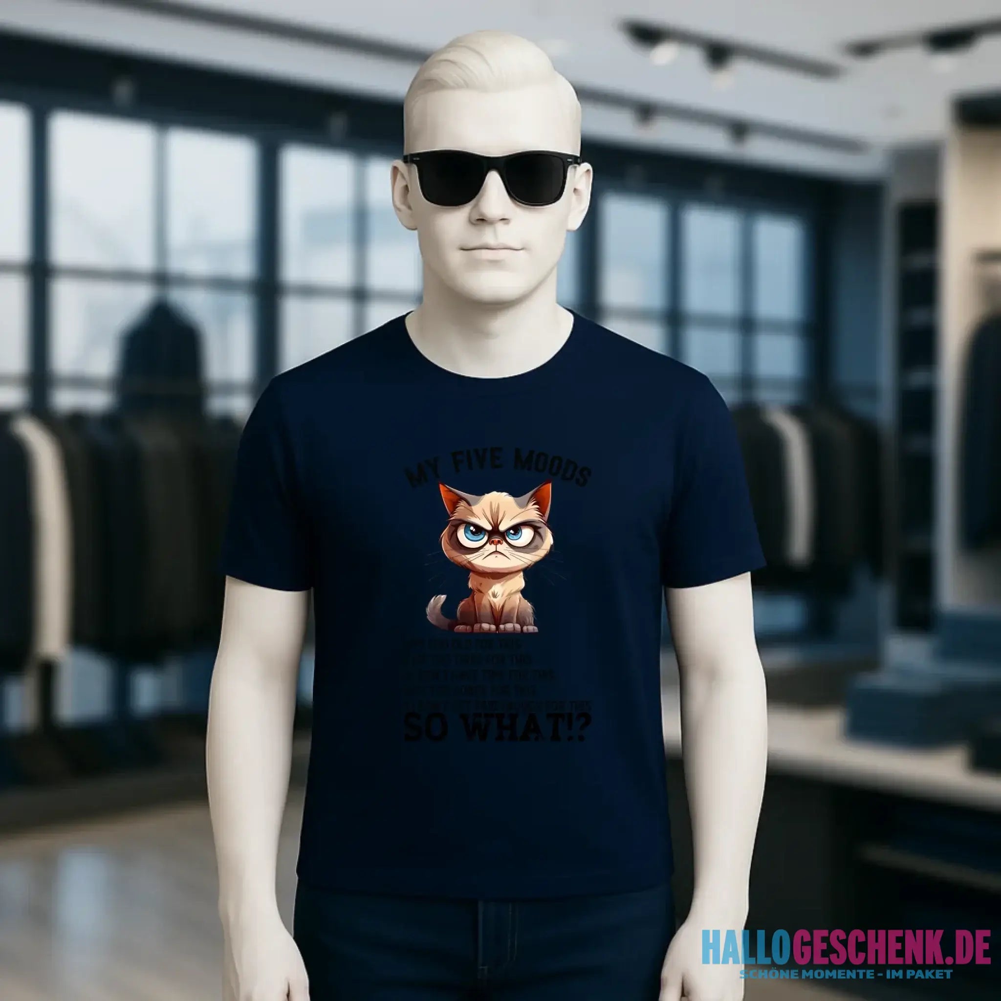 5 MOODS • Katze • Unisex Premium T-Shirt XS-5XL aus Bio-Baumwolle für Damen & Herren • Exklusivdesign • personalisiert