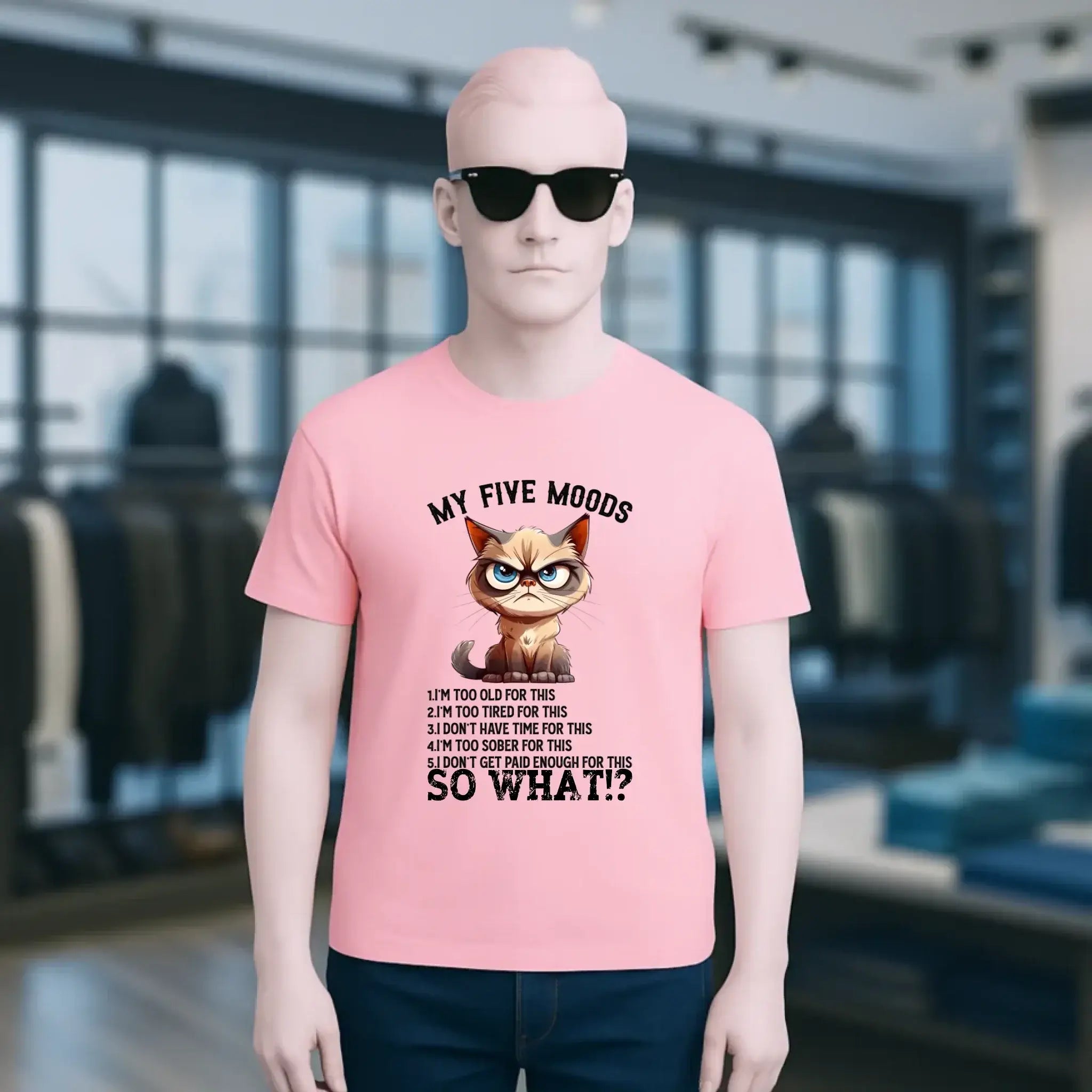 5 MOODS • Katze • Unisex Premium T-Shirt XS-5XL aus Bio-Baumwolle für Damen & Herren • Exklusivdesign • personalisiert