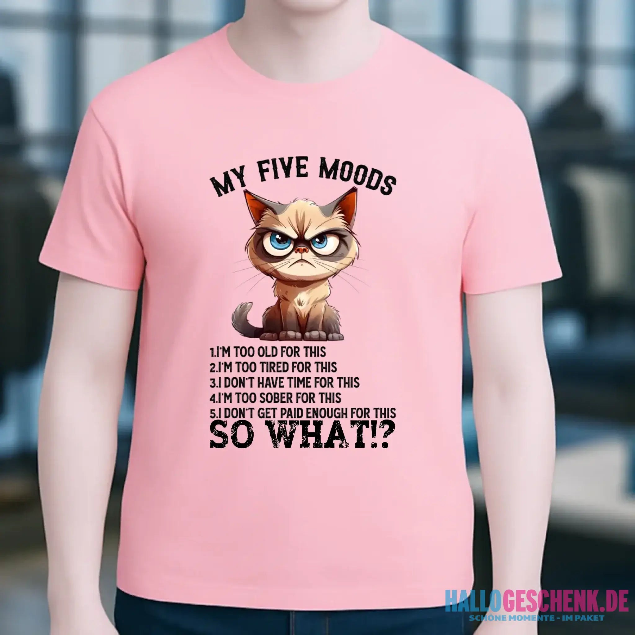 5 MOODS • Katze • Unisex Premium T-Shirt XS-5XL aus Bio-Baumwolle für Damen & Herren • Exklusivdesign • personalisiert