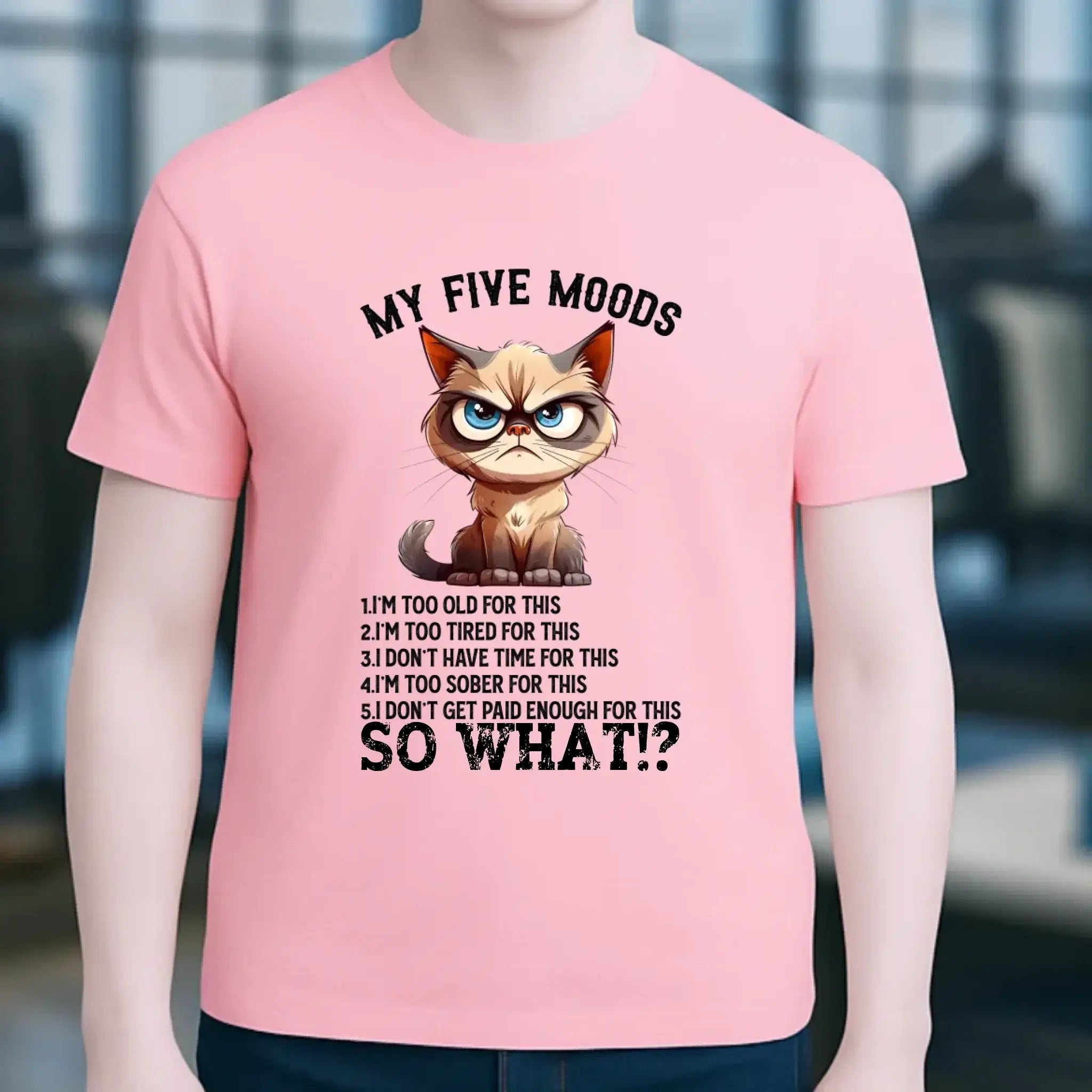 5 MOODS • Katze • Unisex Premium T-Shirt XS-5XL aus Bio-Baumwolle für Damen & Herren • Exklusivdesign • personalisiert