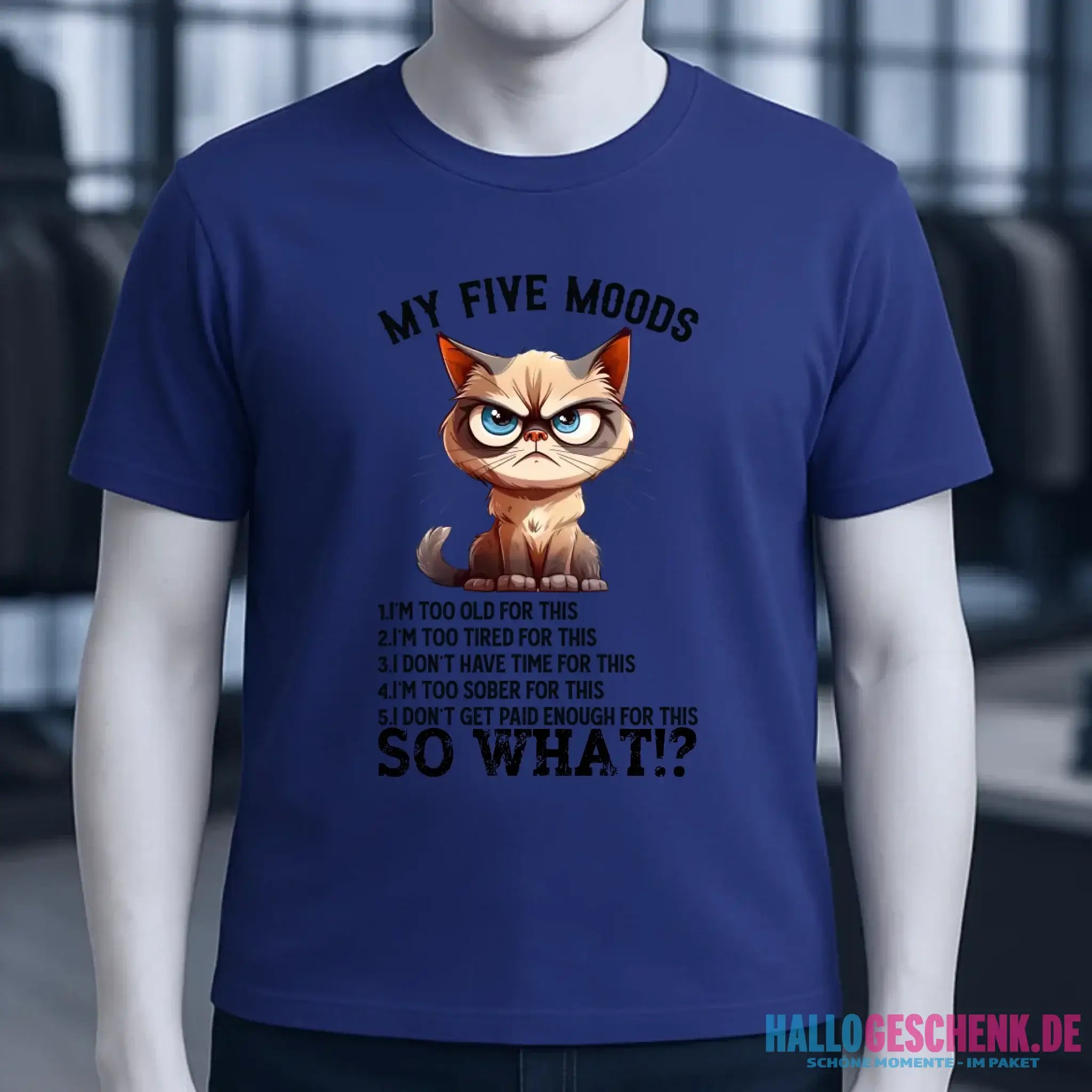 5 MOODS • Katze • Unisex Premium T-Shirt XS-5XL aus Bio-Baumwolle für Damen & Herren • Exklusivdesign • personalisiert