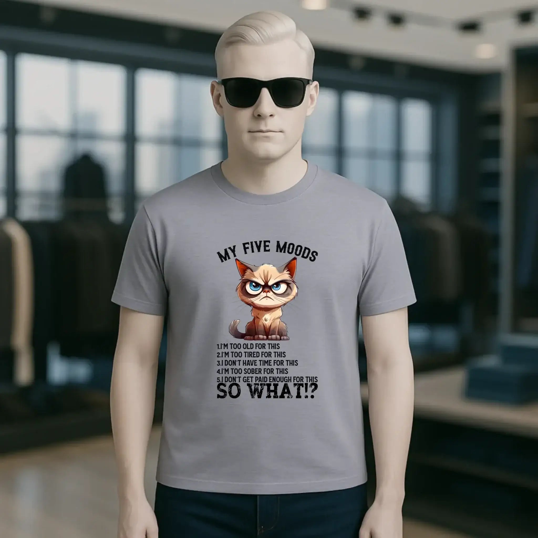 5 MOODS • Katze • Unisex Premium T-Shirt XS-5XL aus Bio-Baumwolle für Damen & Herren • Exklusivdesign • personalisiert