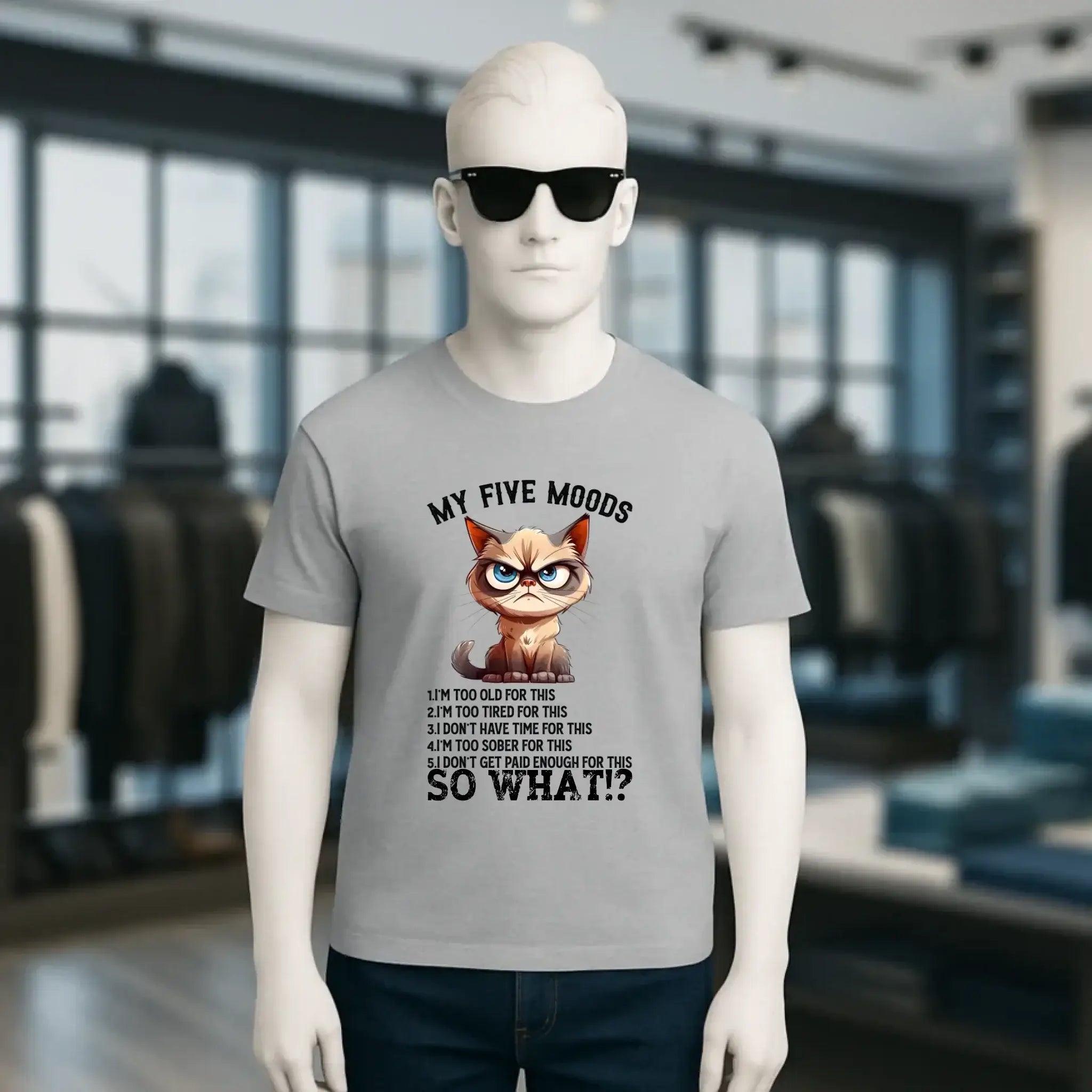 5 MOODS • Katze • Unisex Premium T-Shirt XS-5XL aus Bio-Baumwolle für Damen & Herren • Exklusivdesign • personalisiert